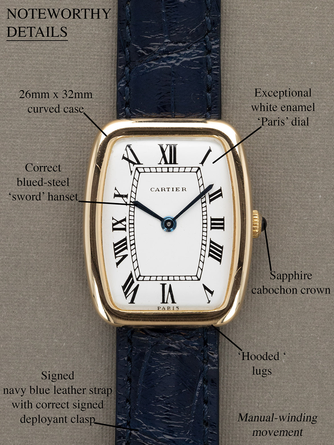 Cartier Incurvée - White Enamel 'Paris' Dial w/ JLC Movement