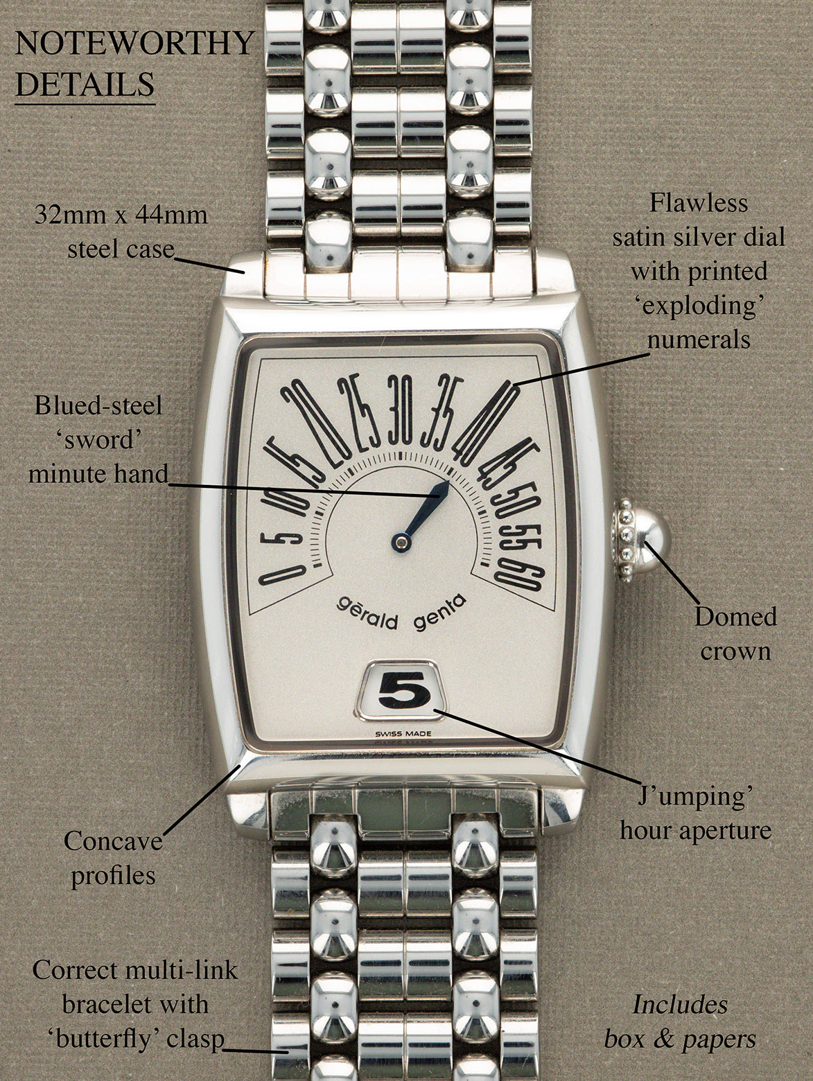 Gérald Genta Retro Solo Ref. RSO.M.10 - 'Jump Hour' W/ Box & Papers