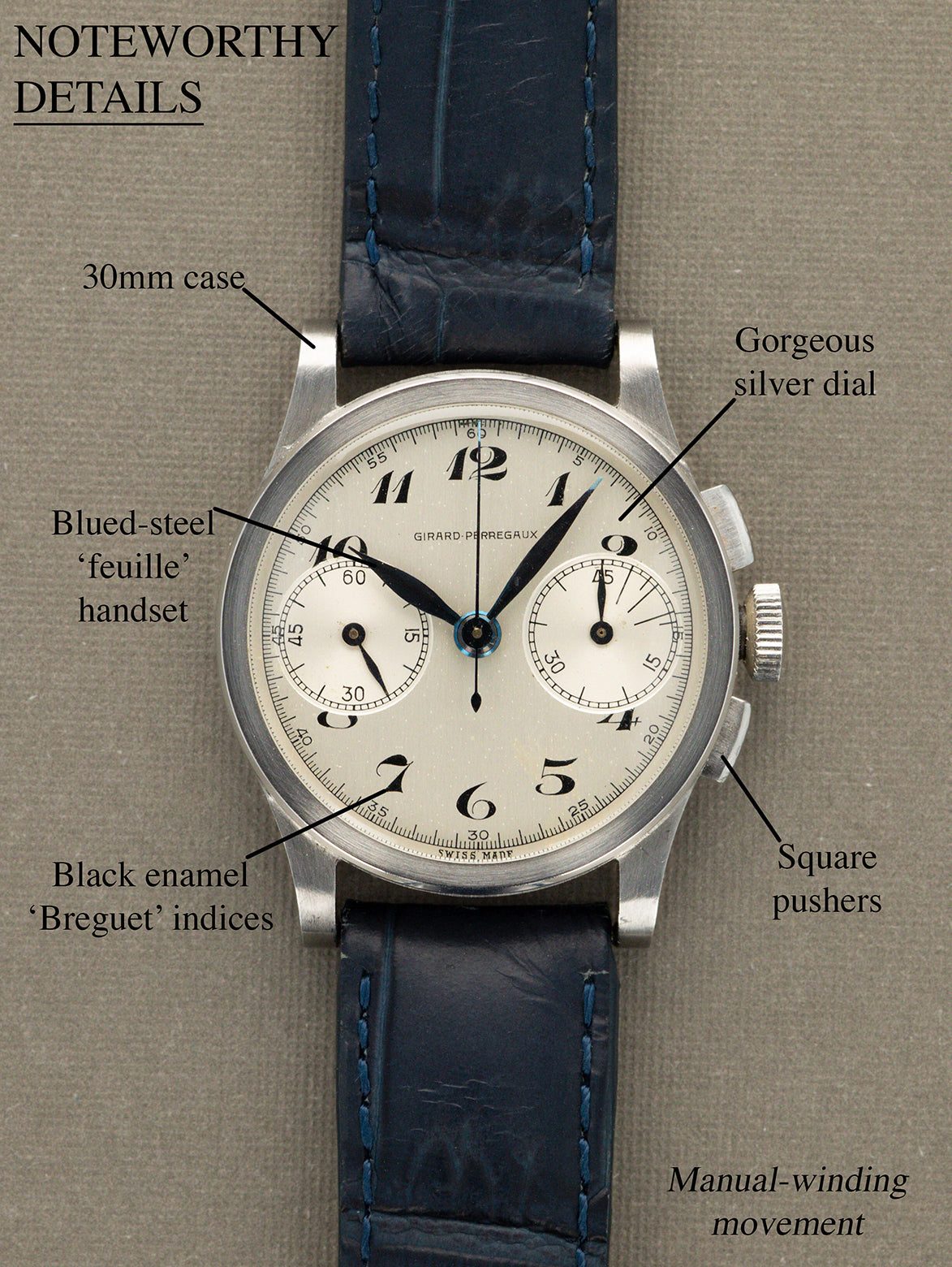 Girard-Perregaux 'Mid Size' Chronograph Ref. 5070 - Silver 'Breguet' Dial Unpolished