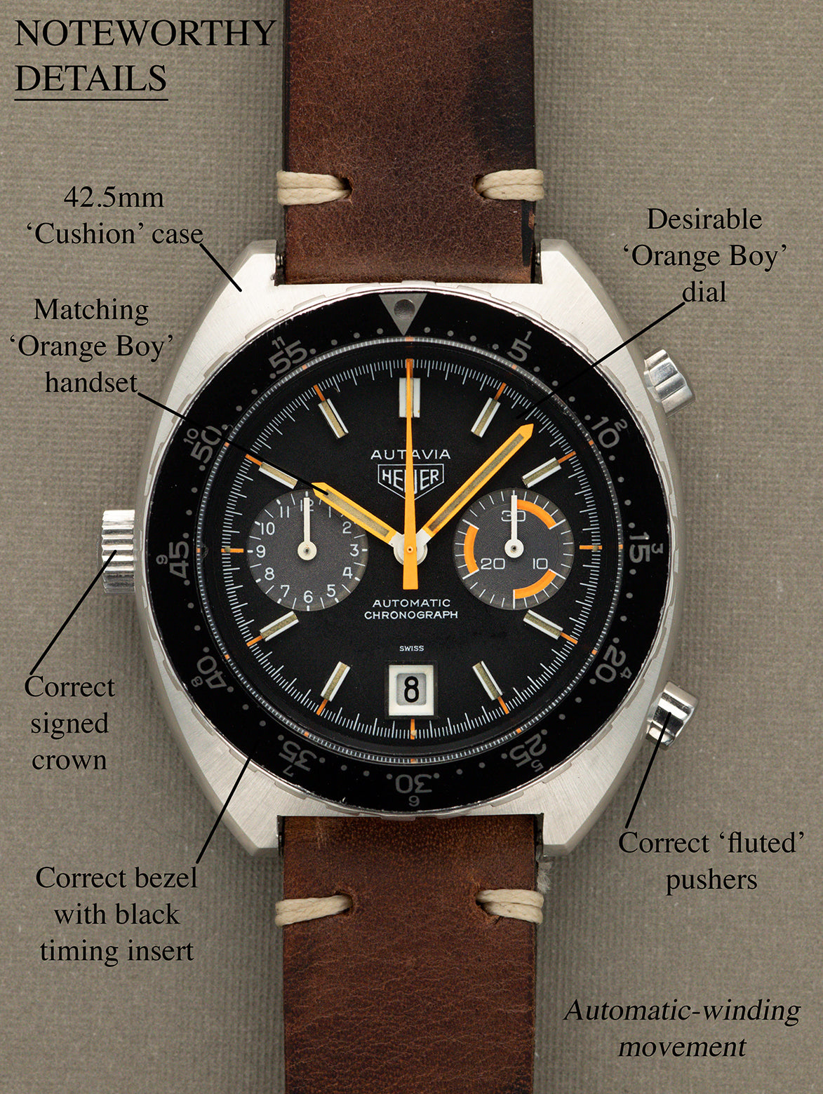 Heuer Autavia Ref. 11630MH - 'Orange Boy' Unpolished