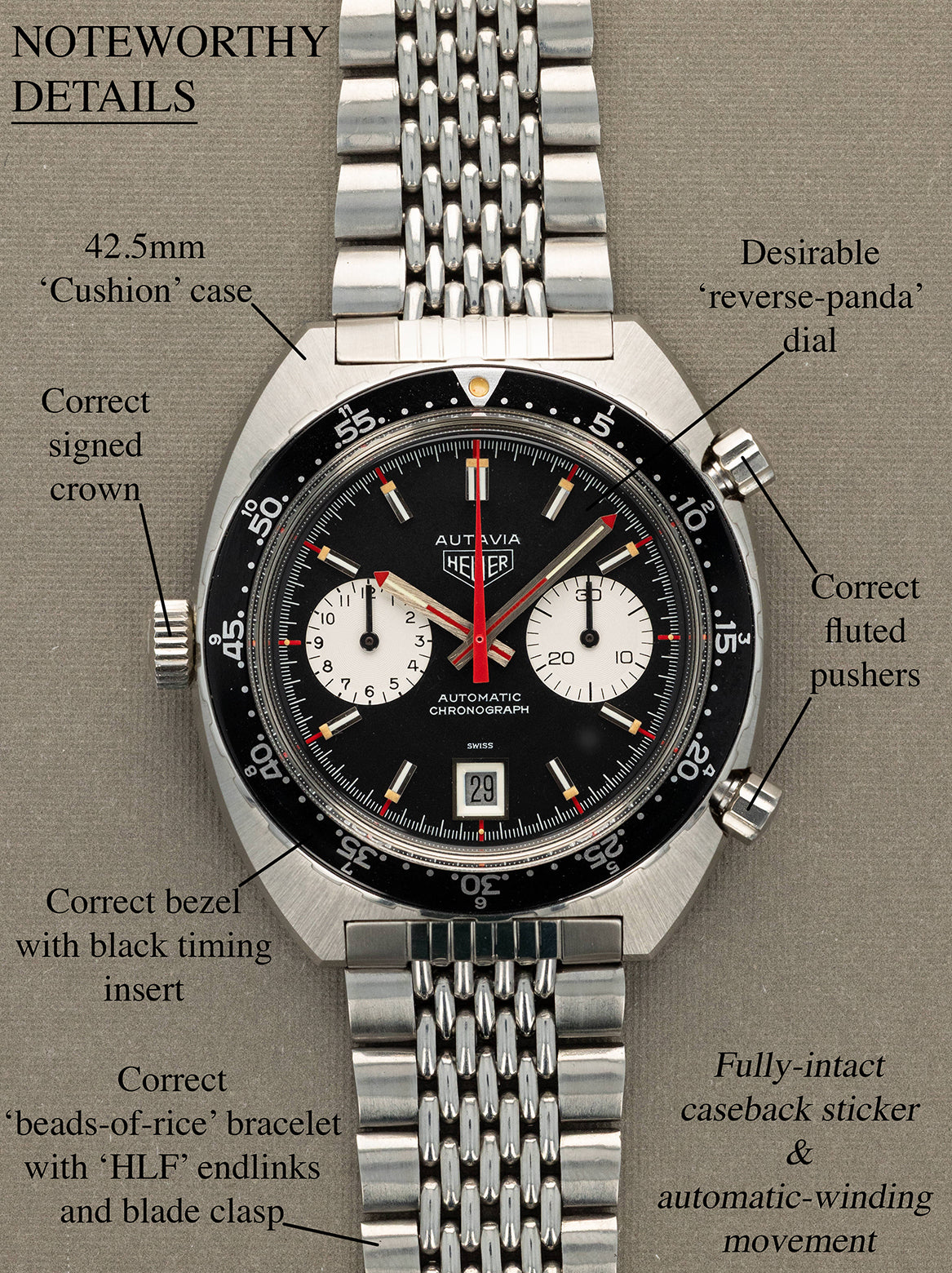 Heuer Autavia Ref. 1163V 'Viceroy' - LNOS w/ Caseback Sticker