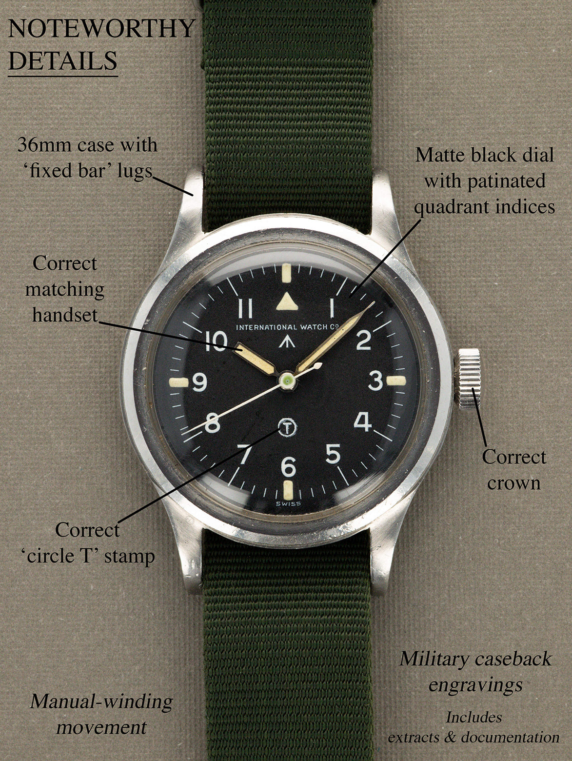 IWC Mark XI 6B/346 'WWW' - Matte Black 'Circle T' Dial W/ Documentation