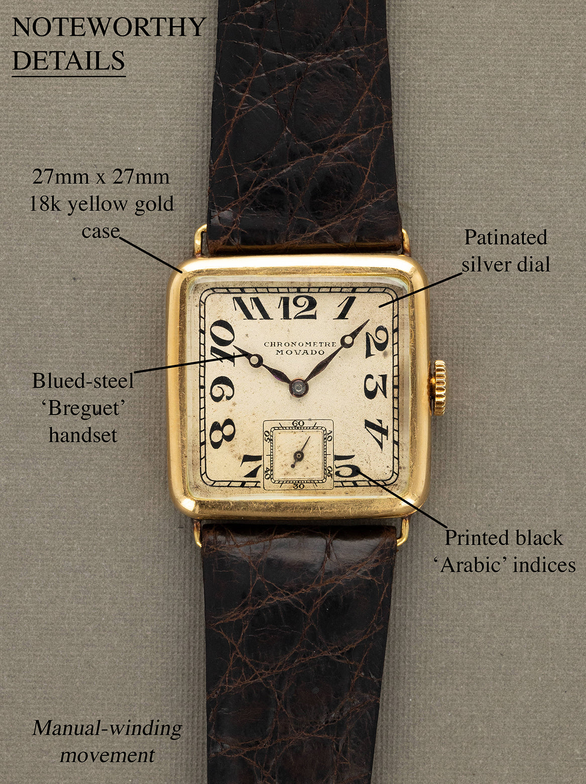 Movado Square Dress Watch - Silver 'Breguet' Dial