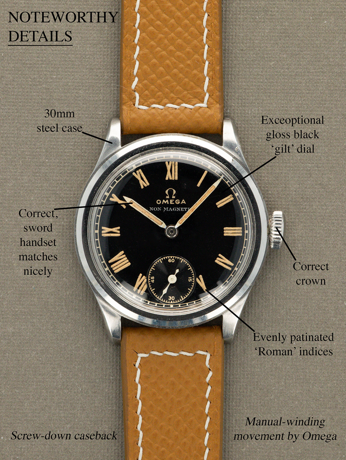 Omega 'Calatrava' Cal. 26.5.T3 - Gloss Black 'Gilt' Dial