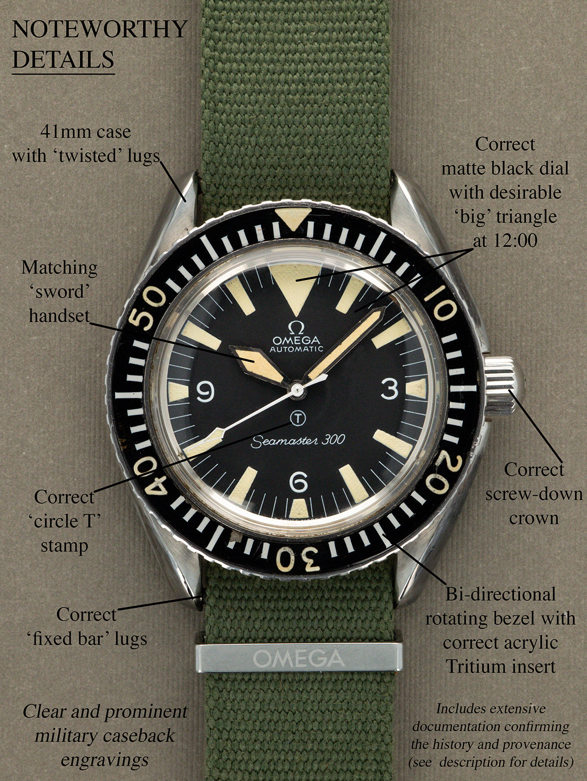 Omega Seamaster 300 Ref. 165.024 - 'Big Triangle' Military Issued w/ Extensive Documentation