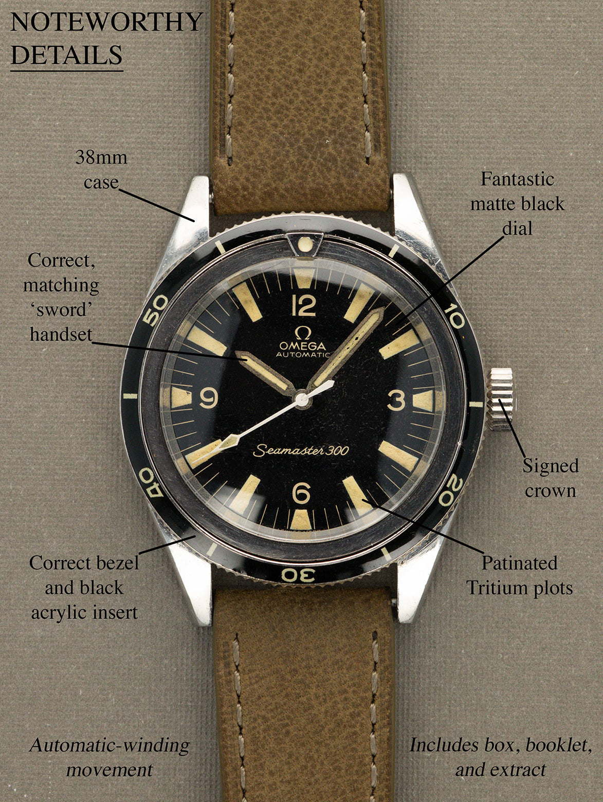 Omega Seamaster 300 Ref. 165.014 - Matte Black Dial W/ Box & Extract