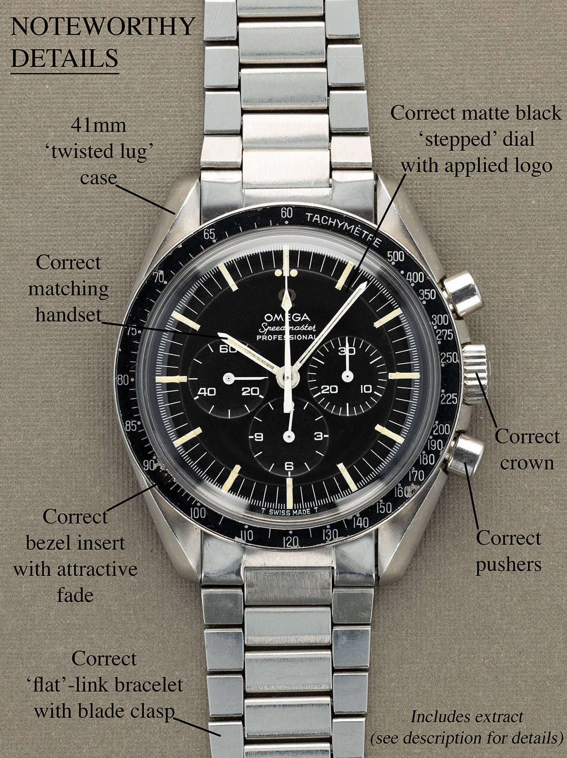 Omega Speedmaster Ref. 145.022-68ST - 'Transitional' Unpolished w/ Extract
