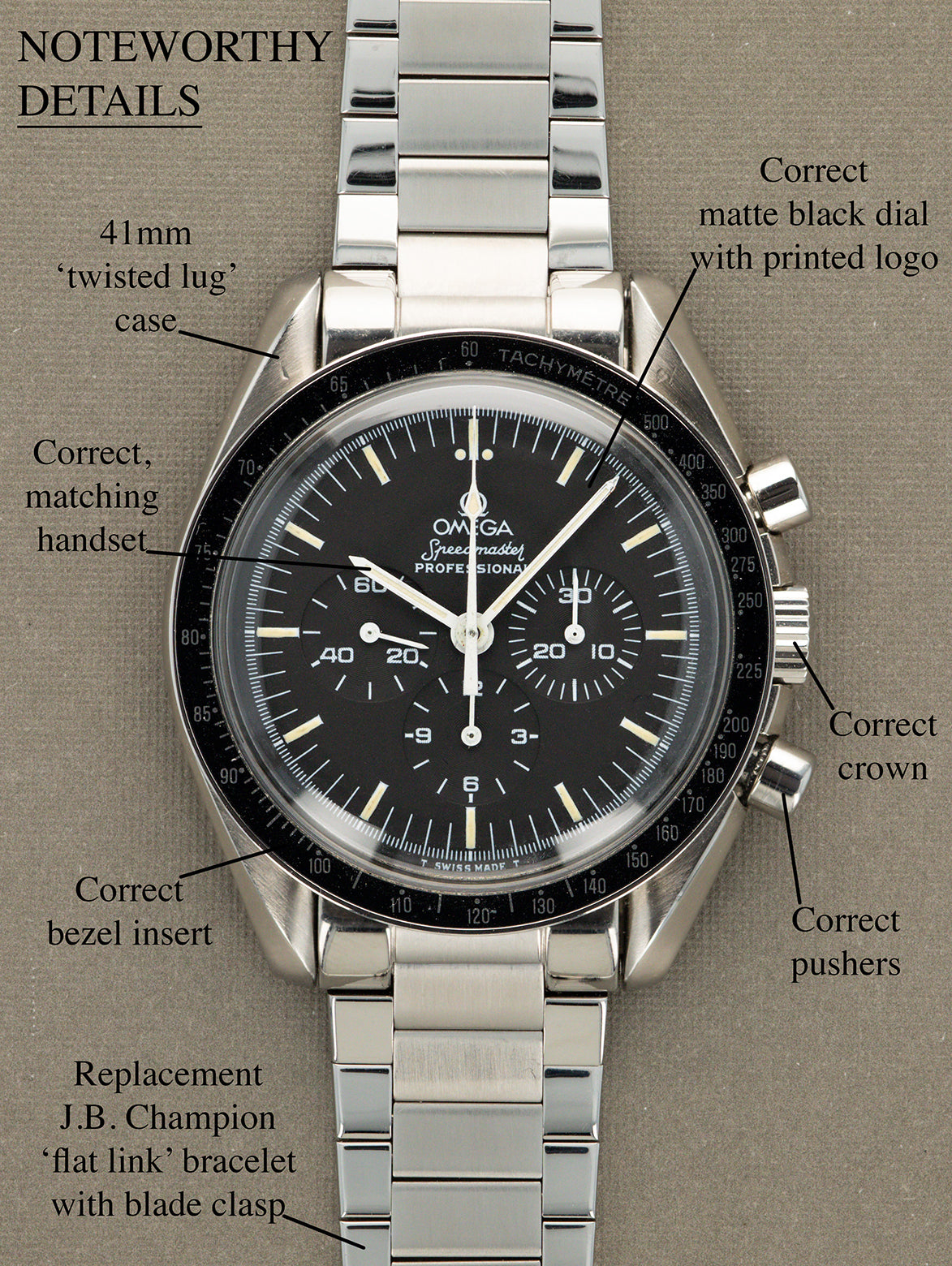 Omega Speedmaster Ref. 145.022 - Matte Black Tritium Dial