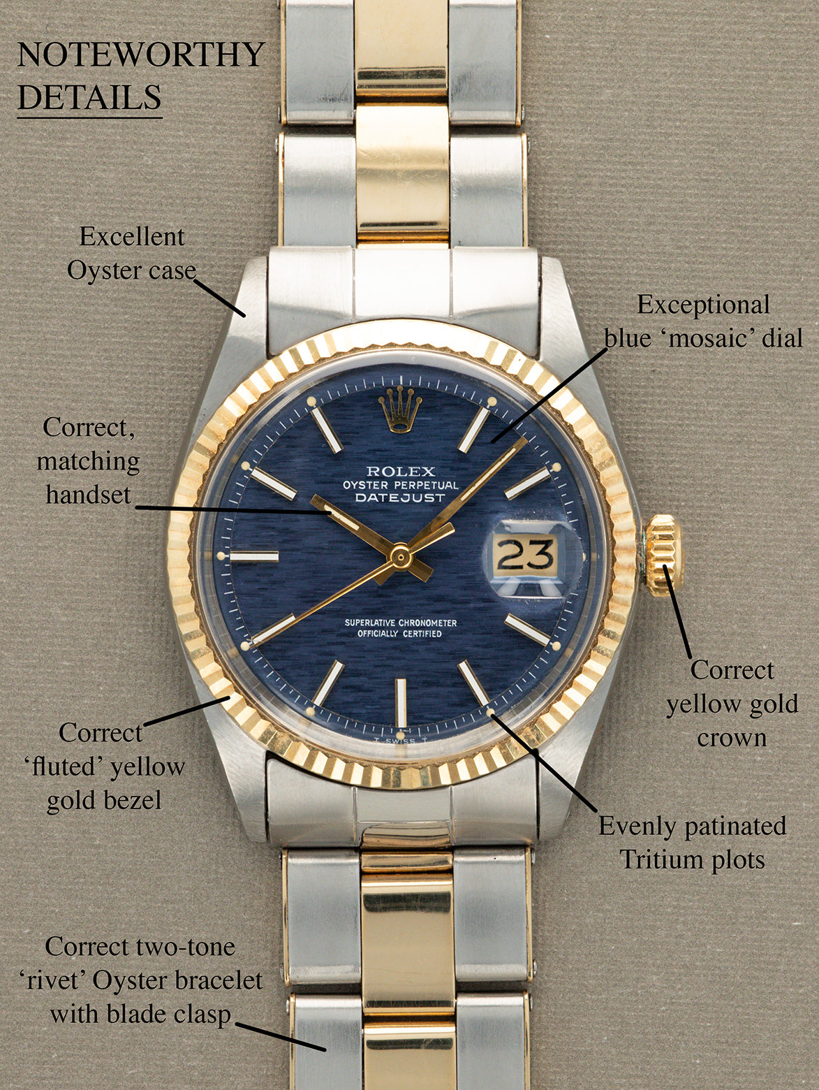 Rolex Datejust Ref. 1601/3 'Two-Tone' - Blue 'Mosaic' Dial