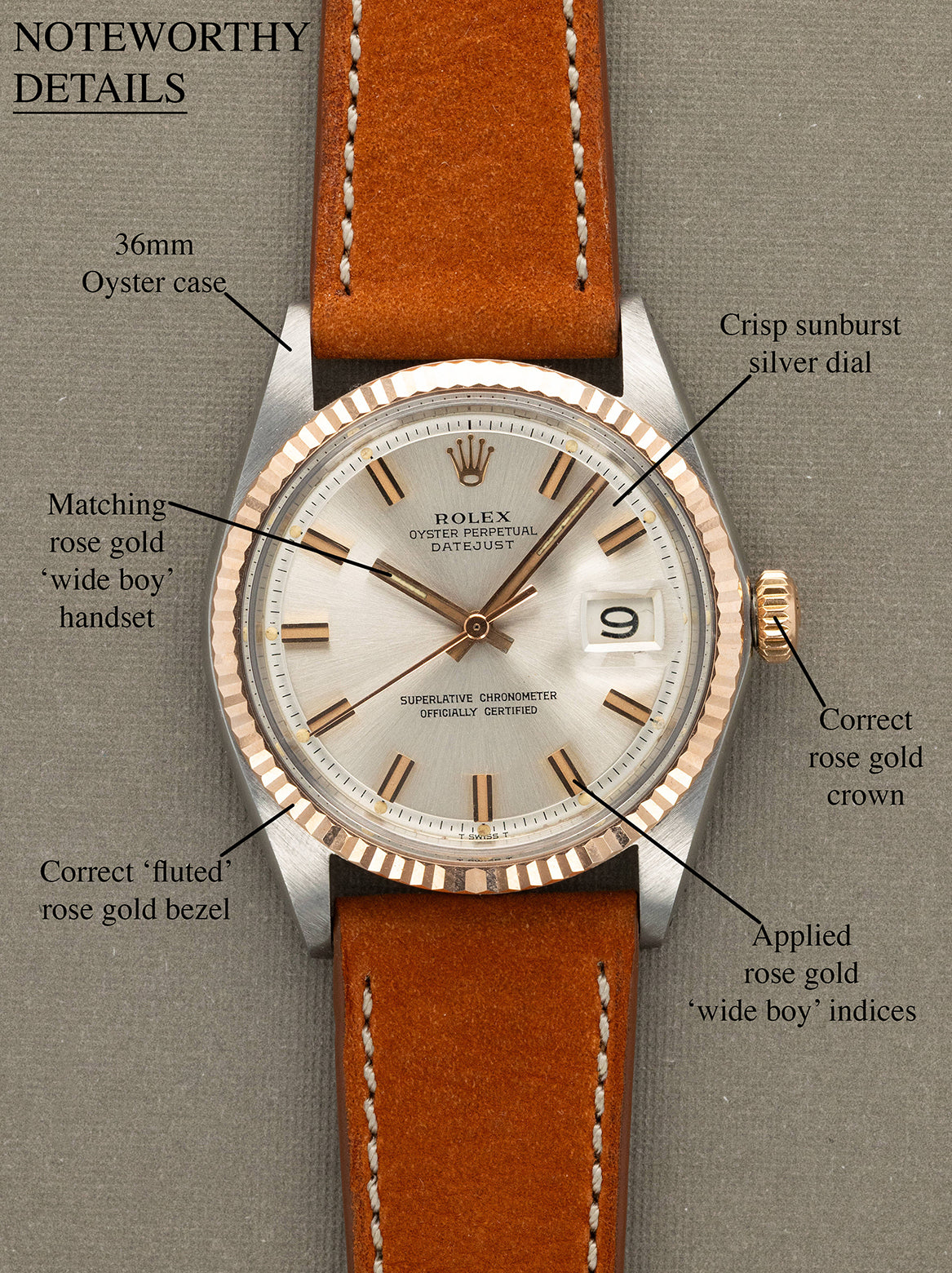 Rolex Datejust Ref. 1601 Two-Tone Rose Gold  - Sunburst Silver Dial