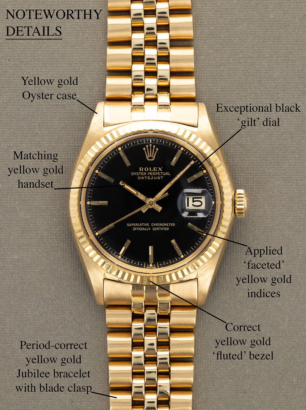 Rolex Datejust Ref. 1601/8 - Black 'Gilt' Dial