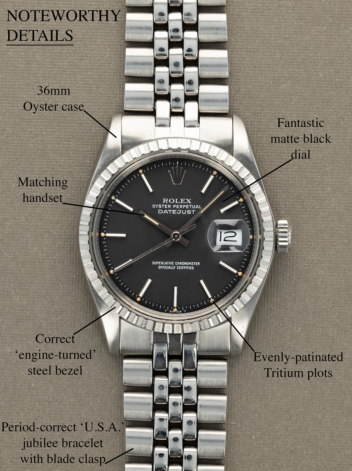 Rolex Datejust Ref. 1603 - Matte Black Dial