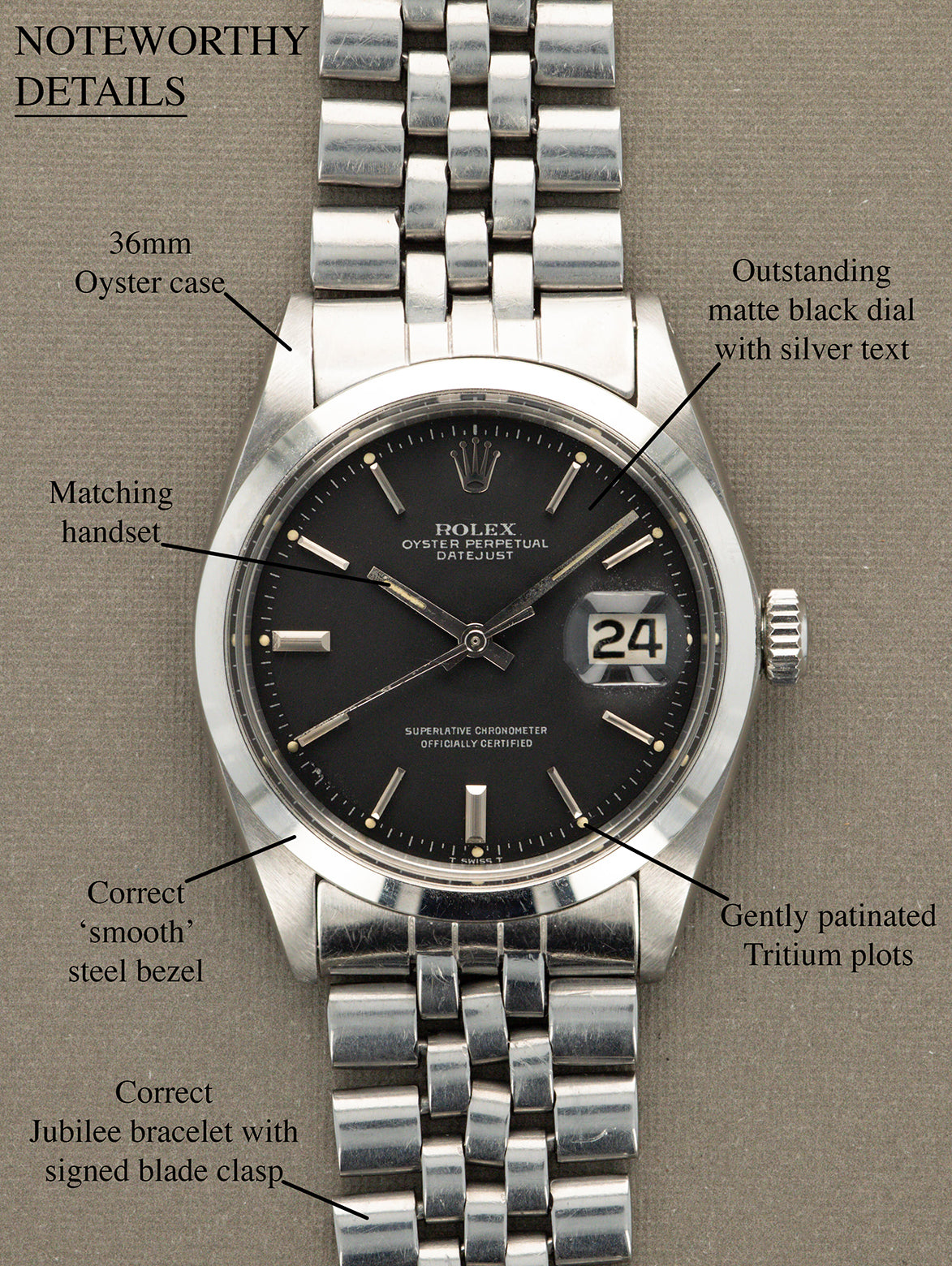 Rolex Datejust Ref. 1600 - Matte Black Dial