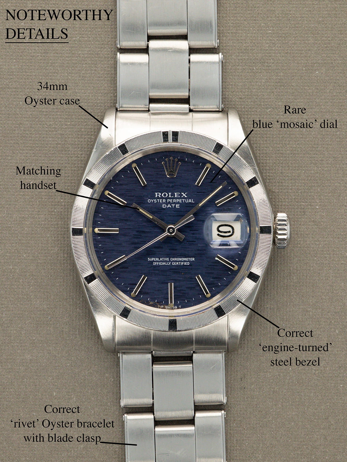 Rolex Oyster Perpetual Date Ref. 1501 - Blue 'Mosaic' Dial