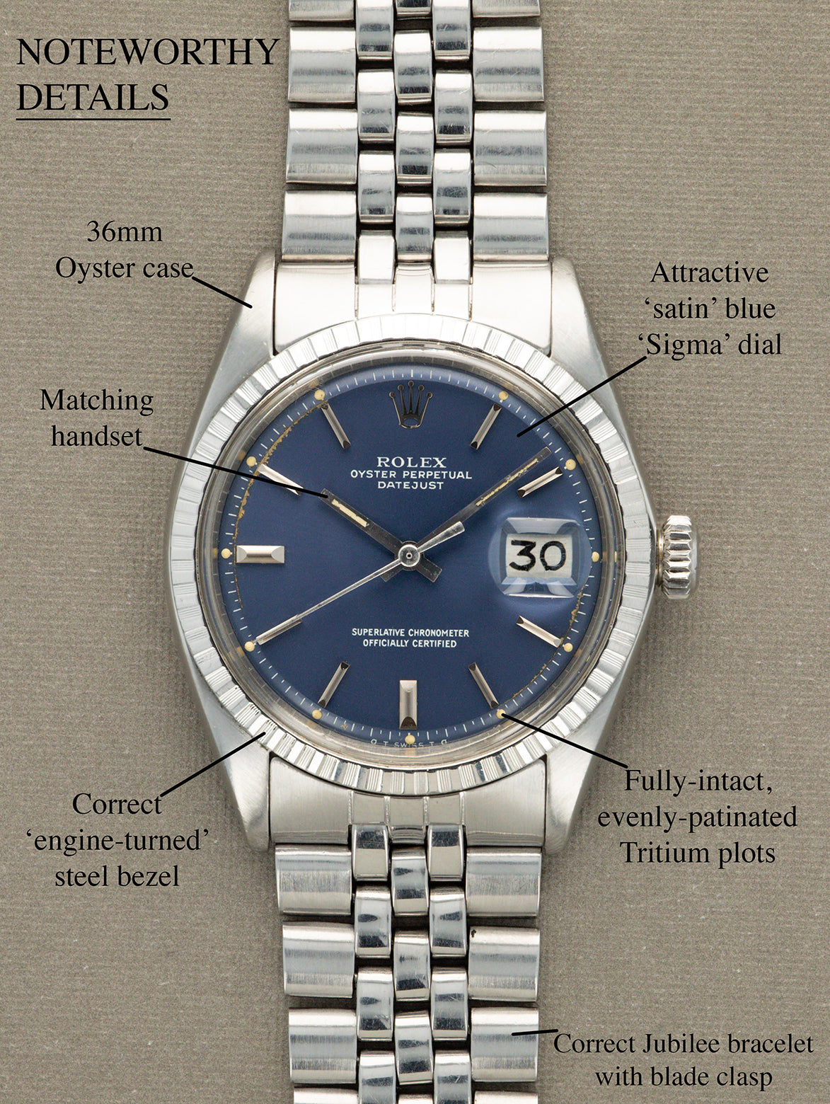 Rolex Datejust Ref. 1603 - Satin Blue 'Sigma' Dial
