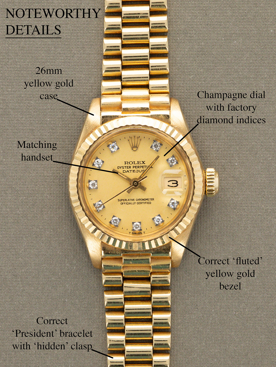 Rolex Lady Datejust Ref. 6917 - Satin Champagne Diamond Dial
