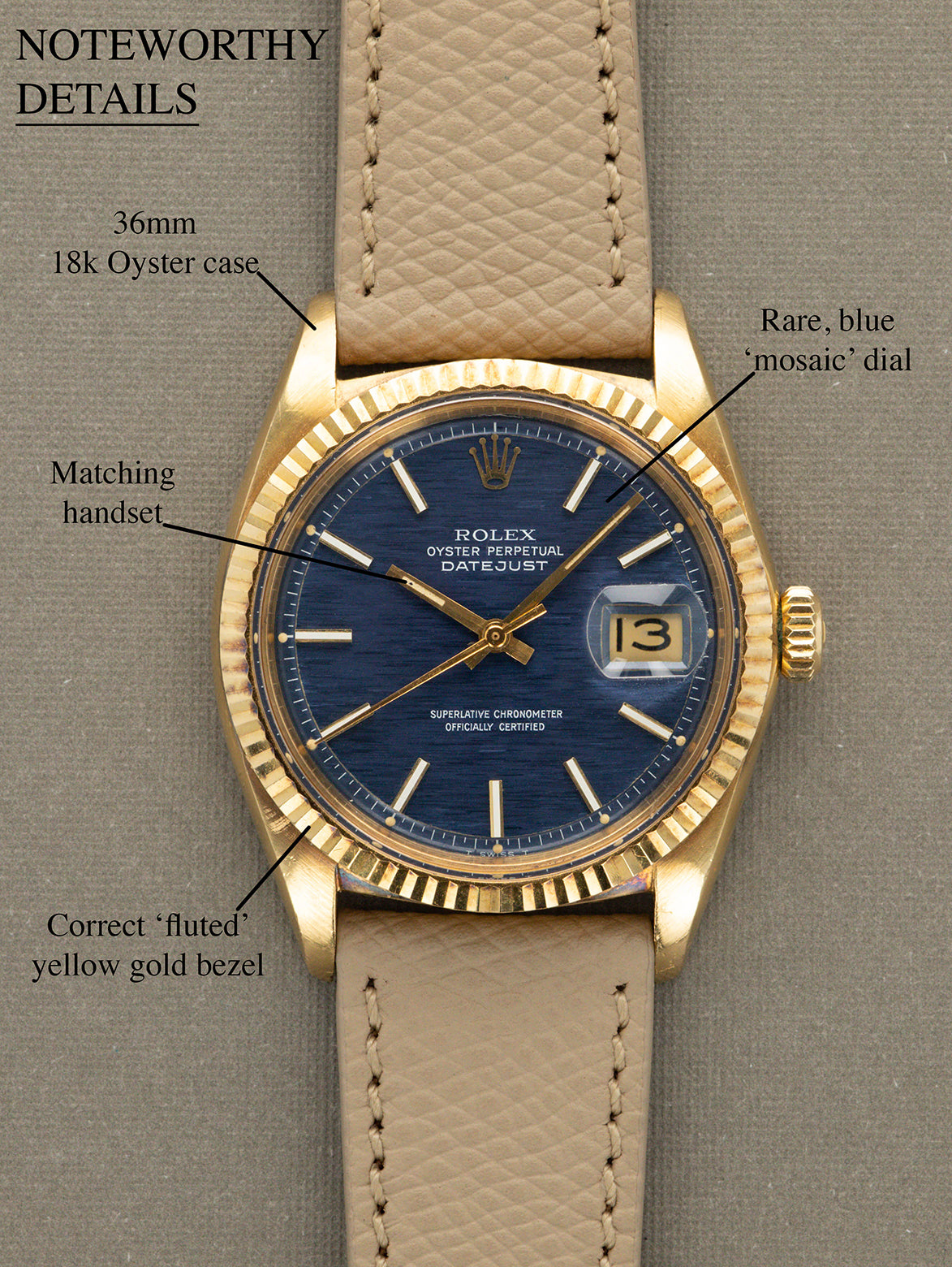 Rolex Datejust Ref. 1601/8 - Blue 'Mosaic' Dial Unpolished
