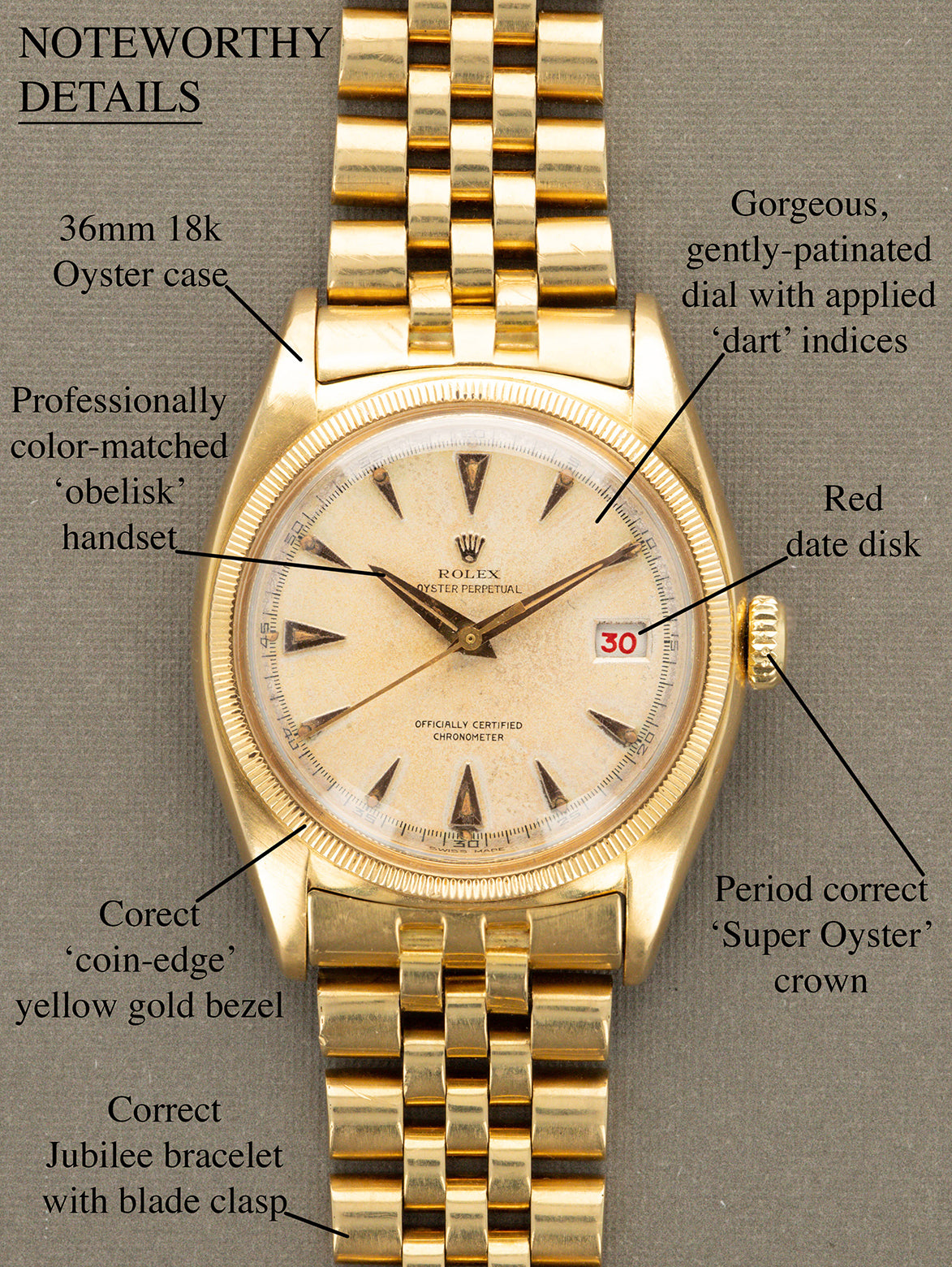 Rolex Datejust Ref. 6075 'Ovettone' - Silver Patina Dial
