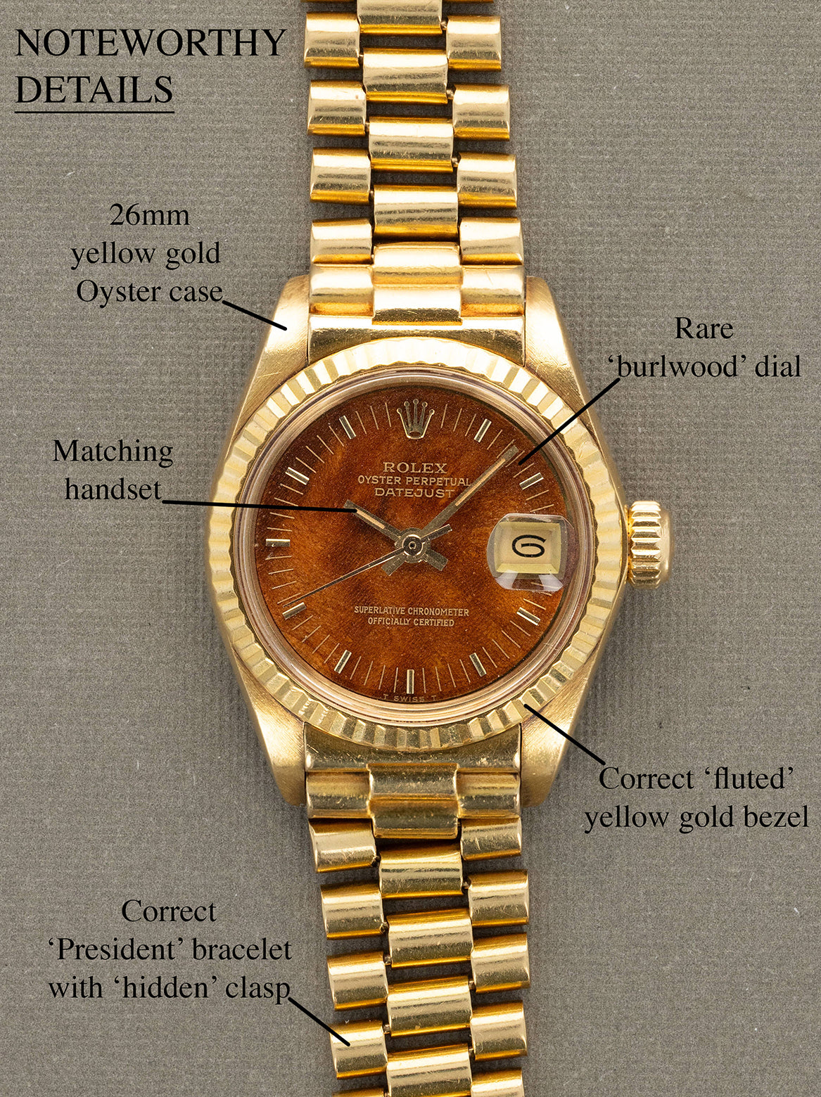 Rolex Lady Datejust Ref. 6917 - 'Burlwood' Dial Unpolished