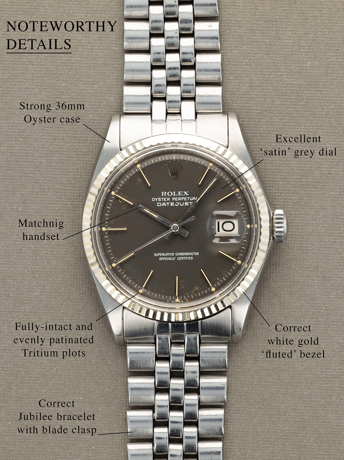 Rolex Datejust Ref. 1601 - Grey 'Satin' Dial