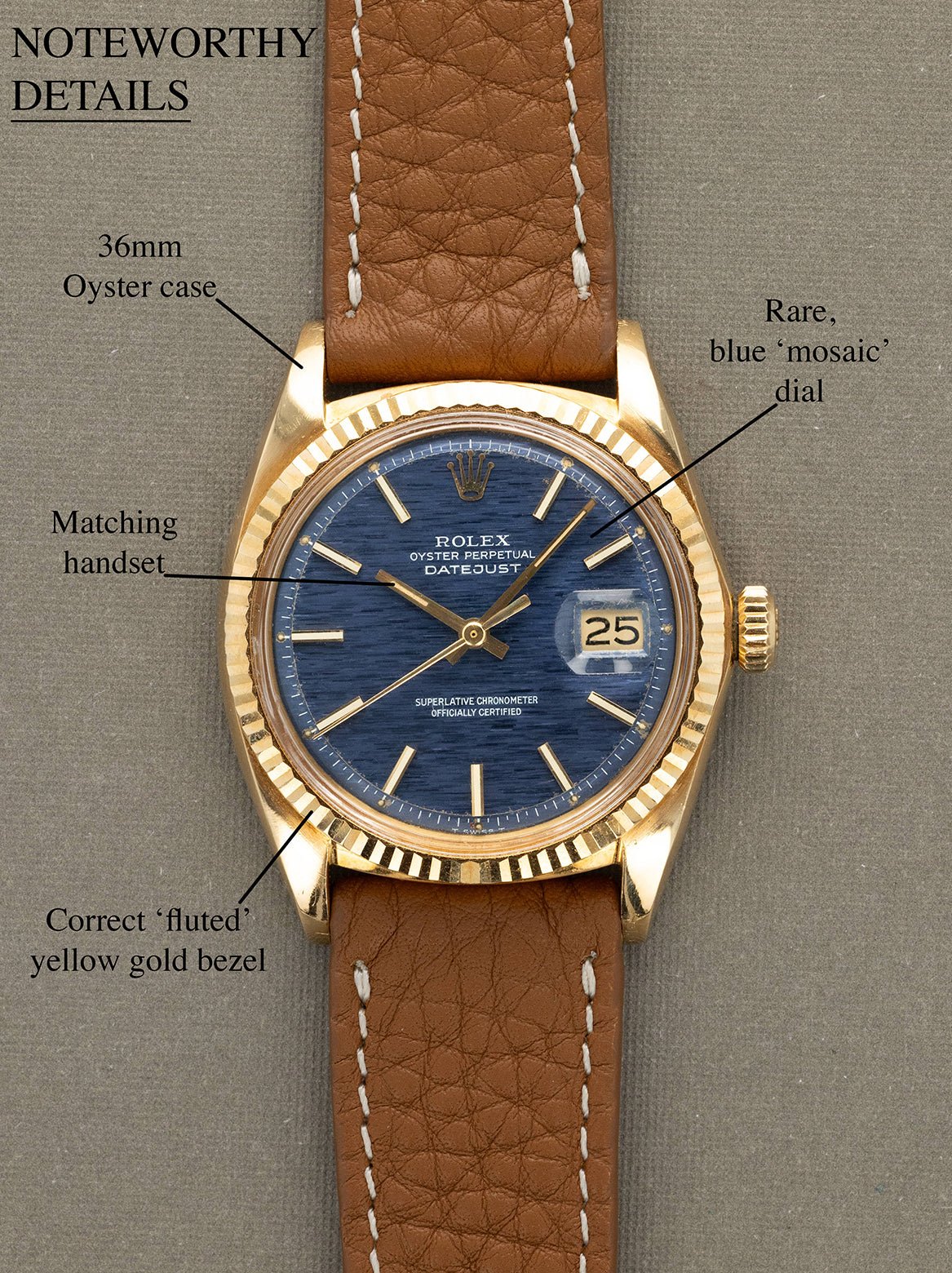 Rolex Datejust Ref. 1601/8 - Blue 'Mosaic' Dial Unpolished