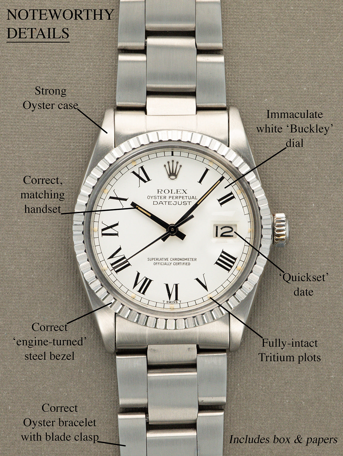 Rolex Datejust Ref. 16030 - White 'Buckley' Dial W/ Box & Papers