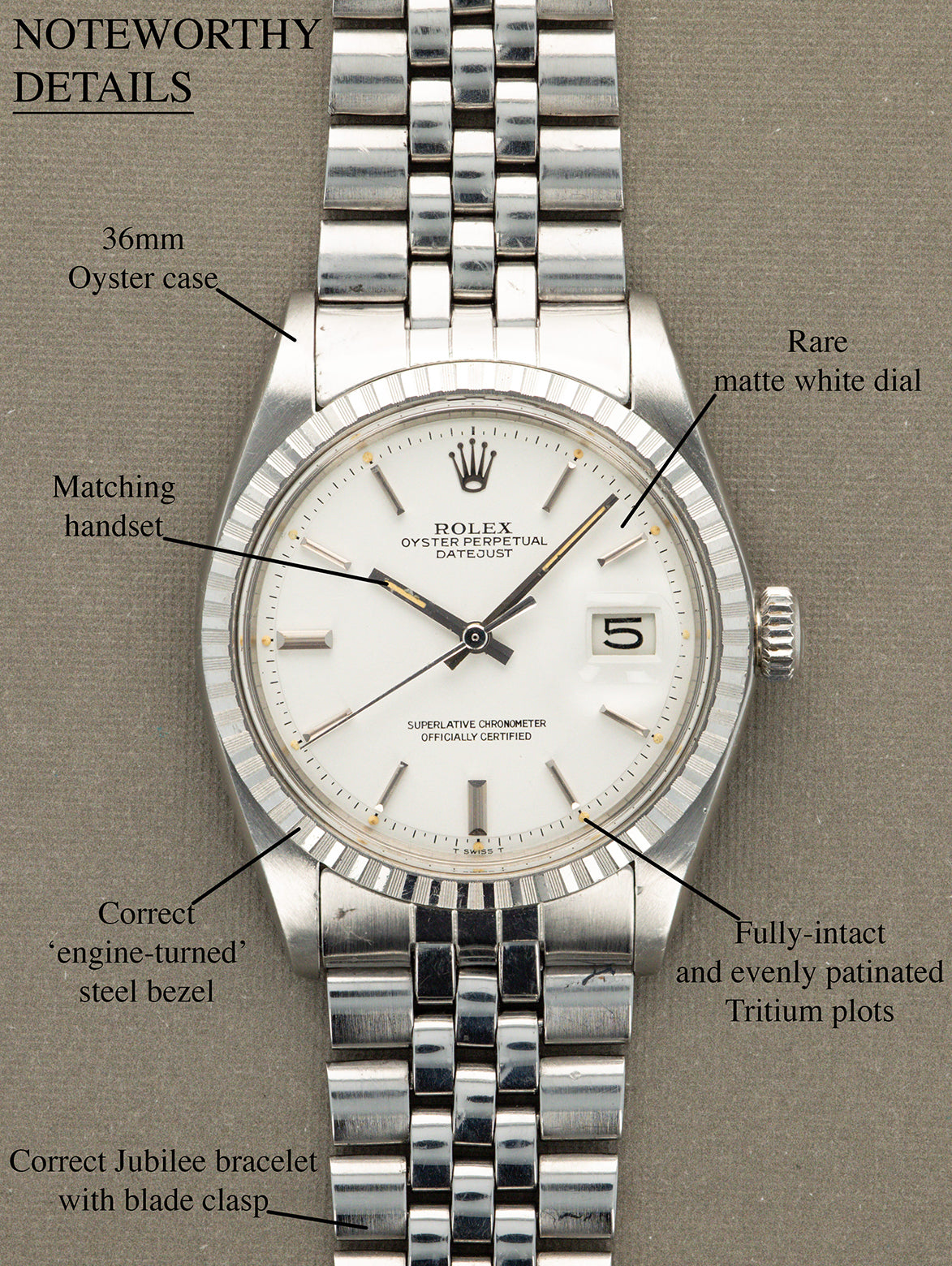 Rolex Datejust Ref. 1603 - Matte White Dial Unpolished