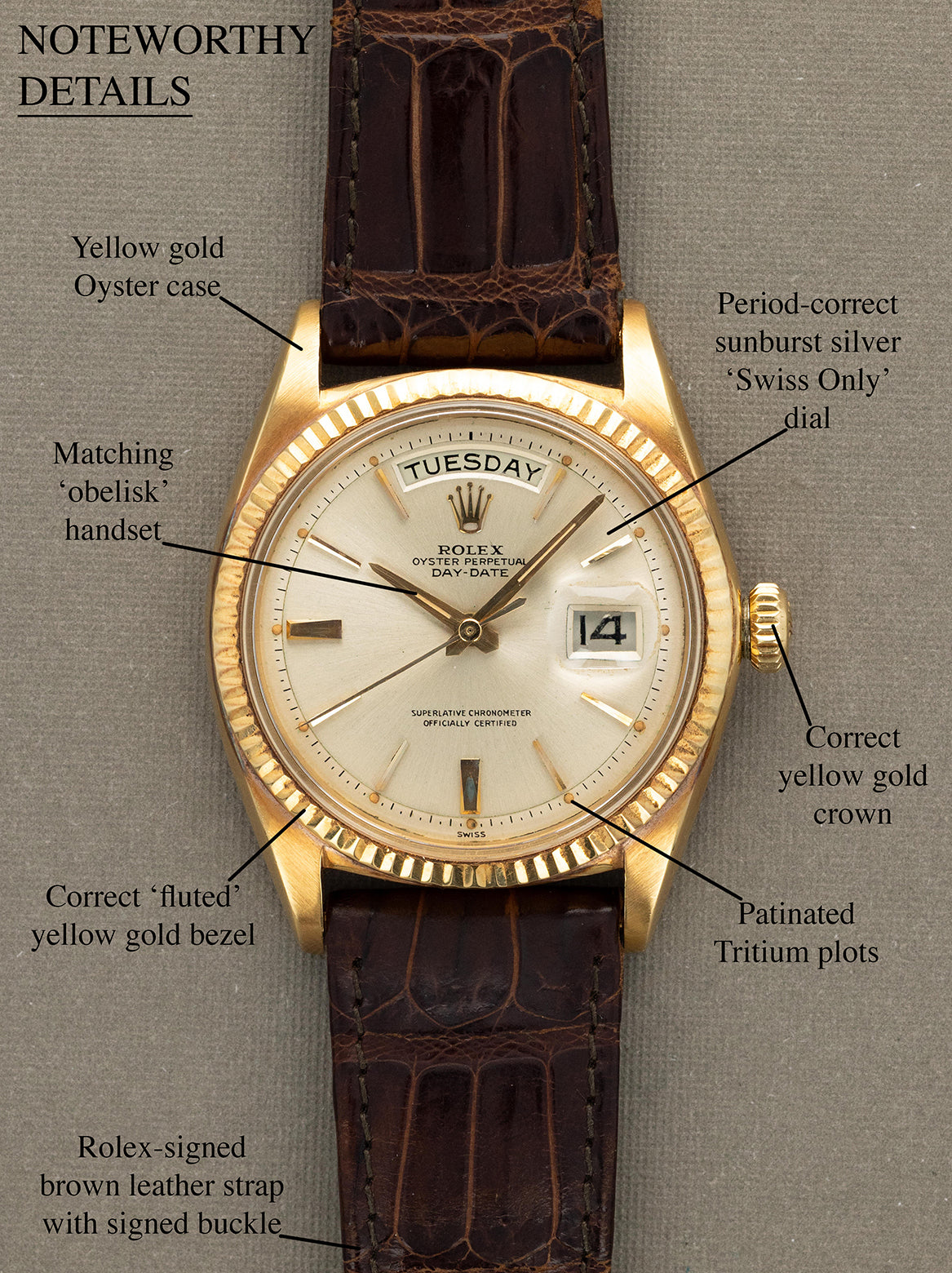 Rolex Day-Date Ref. 1803 - Sunburst Silver 'Swiss Only' Dial