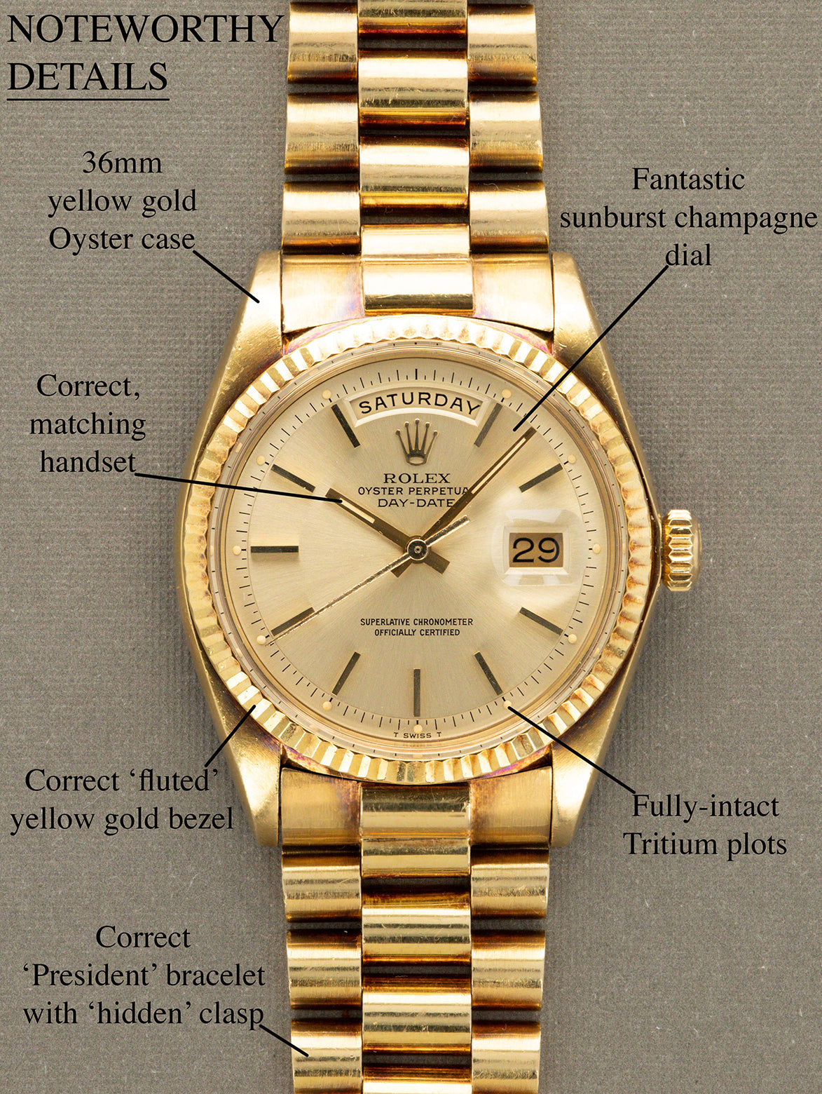 Rolex Day-Date Ref. 1803 - Sunburst Champagne Dial Unpolished