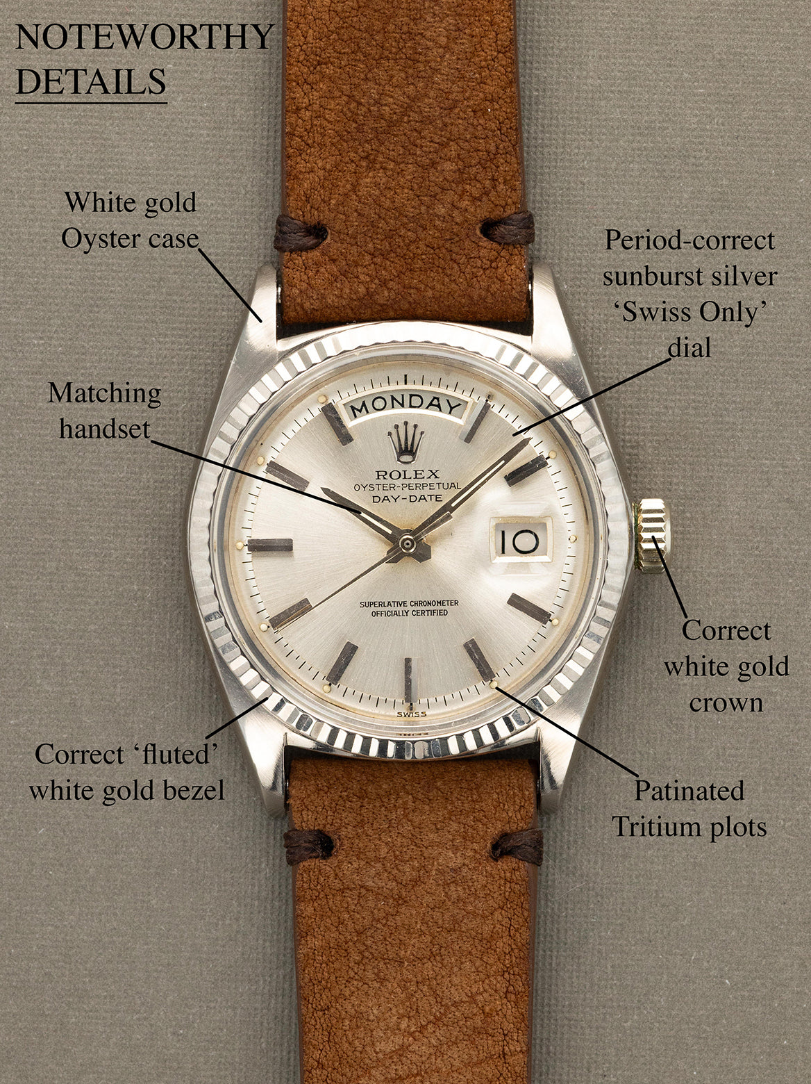 Rolex Day-Date Ref. 1803/9 - Sunburst Silver 'Swiss Only' Dial