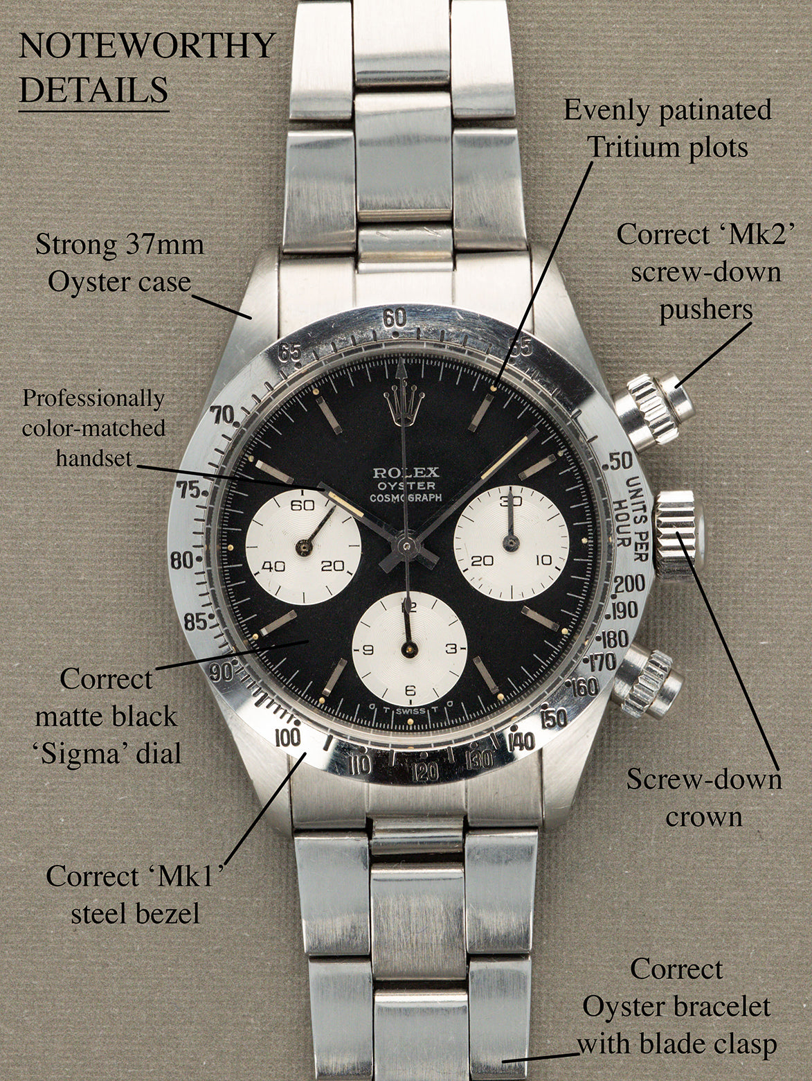 Rolex Daytona Ref. 6265 - Matte Black 'Sigma' Dial