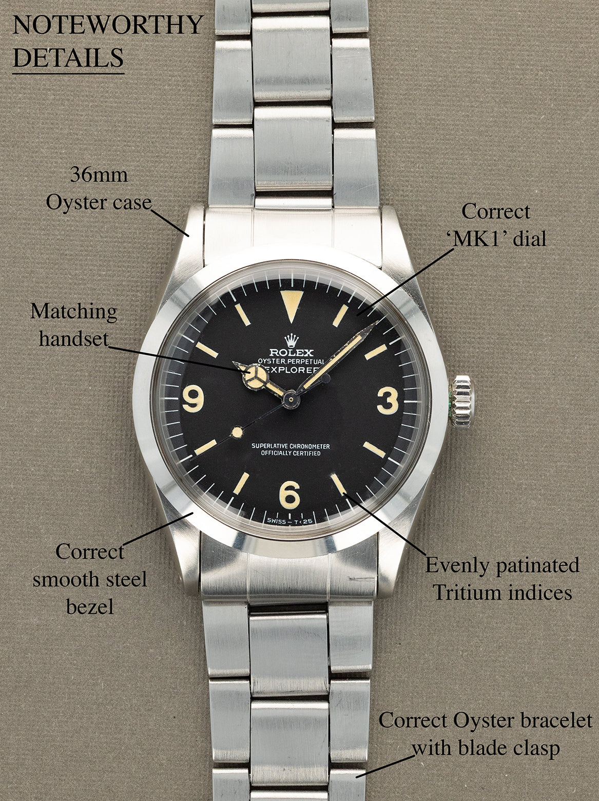 Rolex Explorer I Ref. 1016 - 'Frog Foot' Unpolished