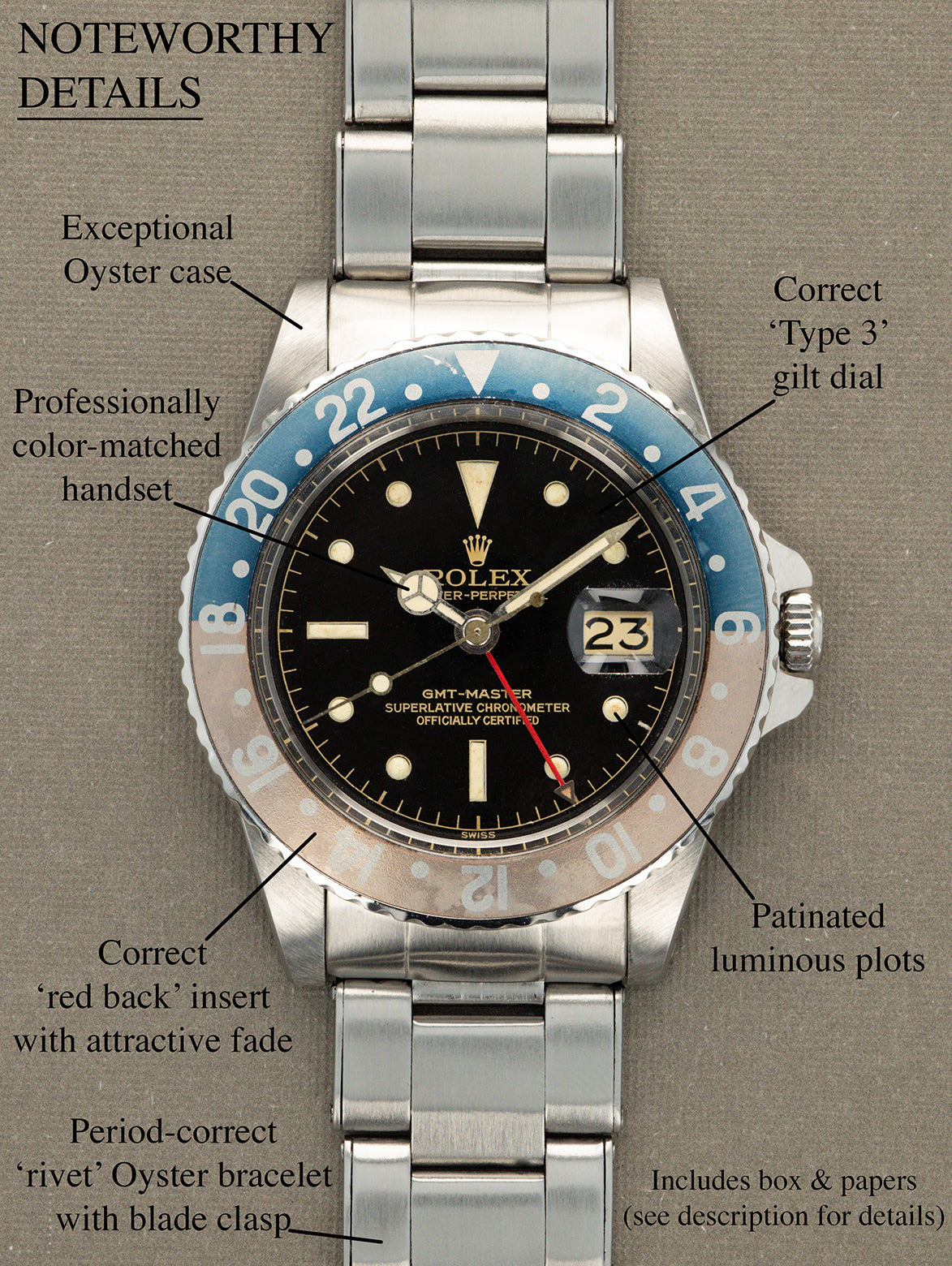 Rolex GMT-Master Ref. 1675 'PCG' - Gilt 'Chapter Ring' Dial W/ Box & Papers