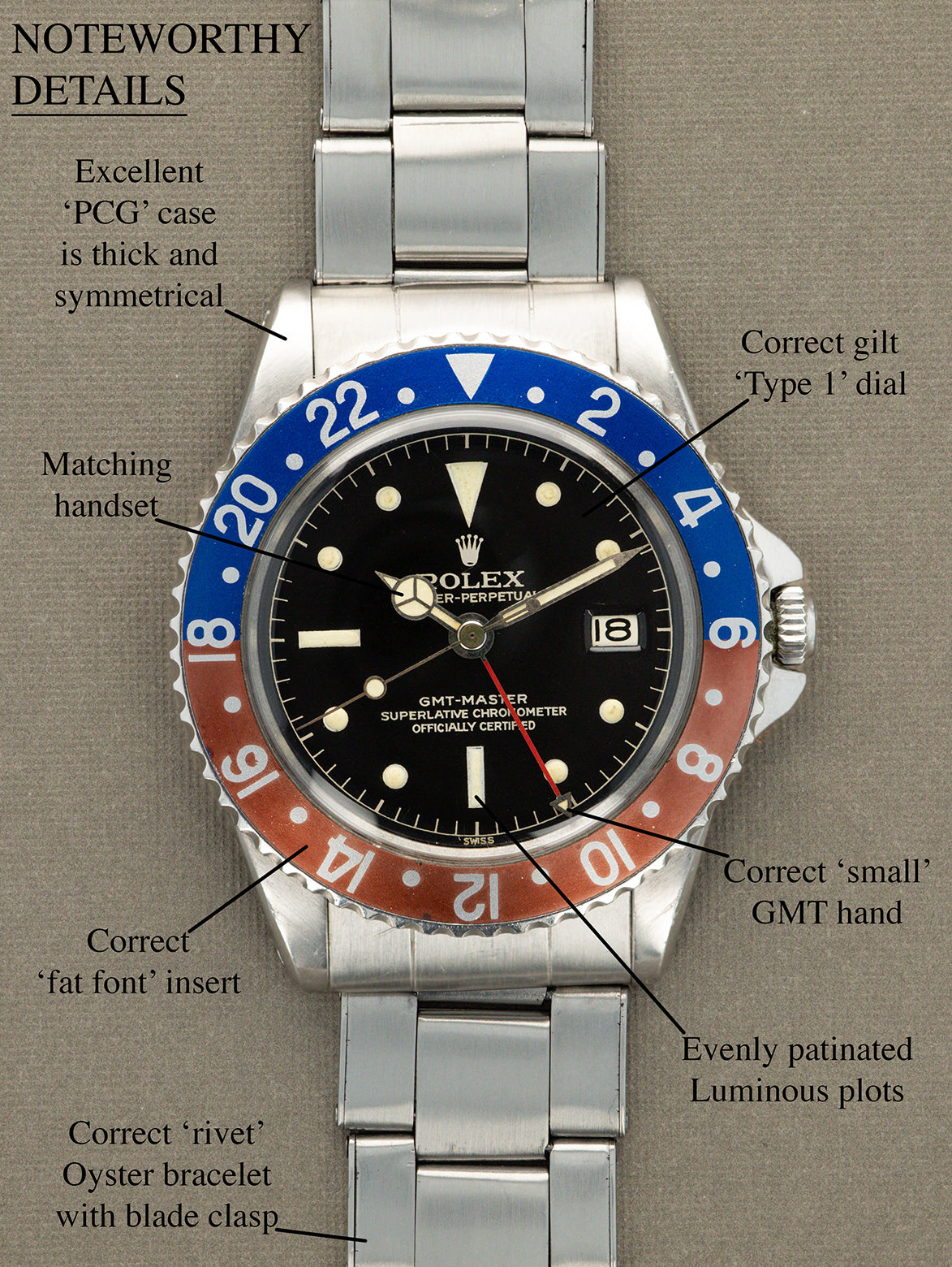 Rolex GMT-Master Ref. 1675 'PCG' - Gilt 'Chapter Ring' Dial
