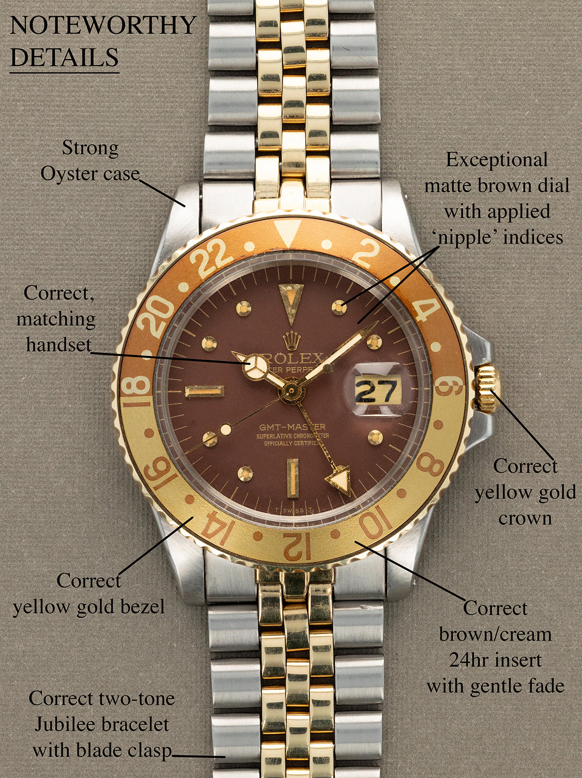 Rolex GMT-Master Ref. 1675/3 - Matte Brown 'Nipple' Dial