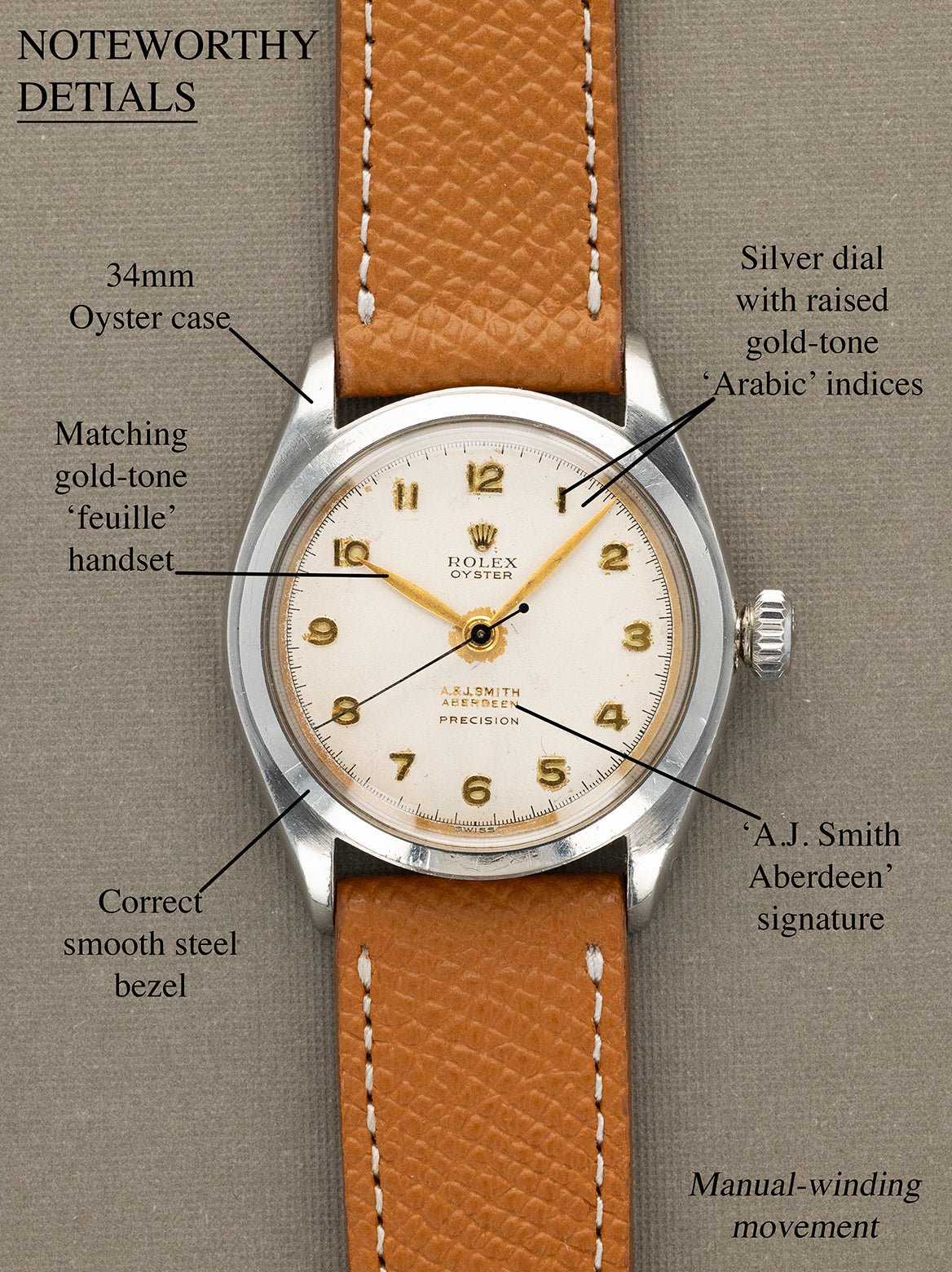 Rolex Oyster Precision Ref. 6022 - Silver 'A.&J. Smith Aberdeen' Dial