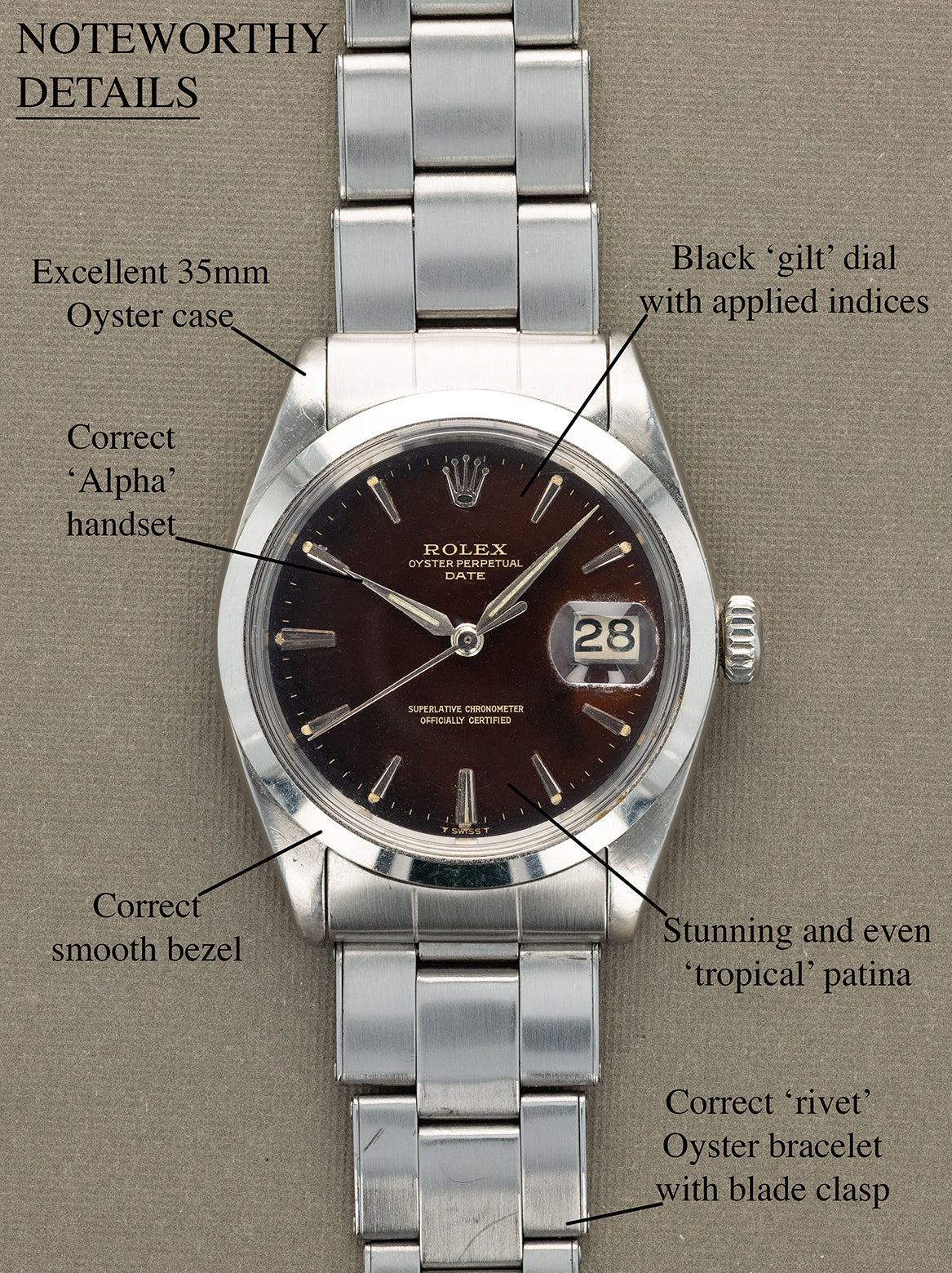 Rolex Oyster Perpetual Date Ref. 1500 - Tropical 'Gilt' Dial