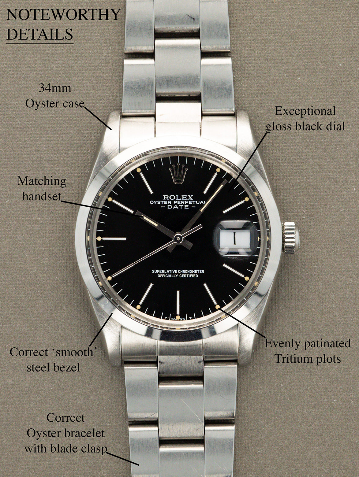 Rolex Oyster Perpetual Date Ref. 15000 - Gloss Black Dial