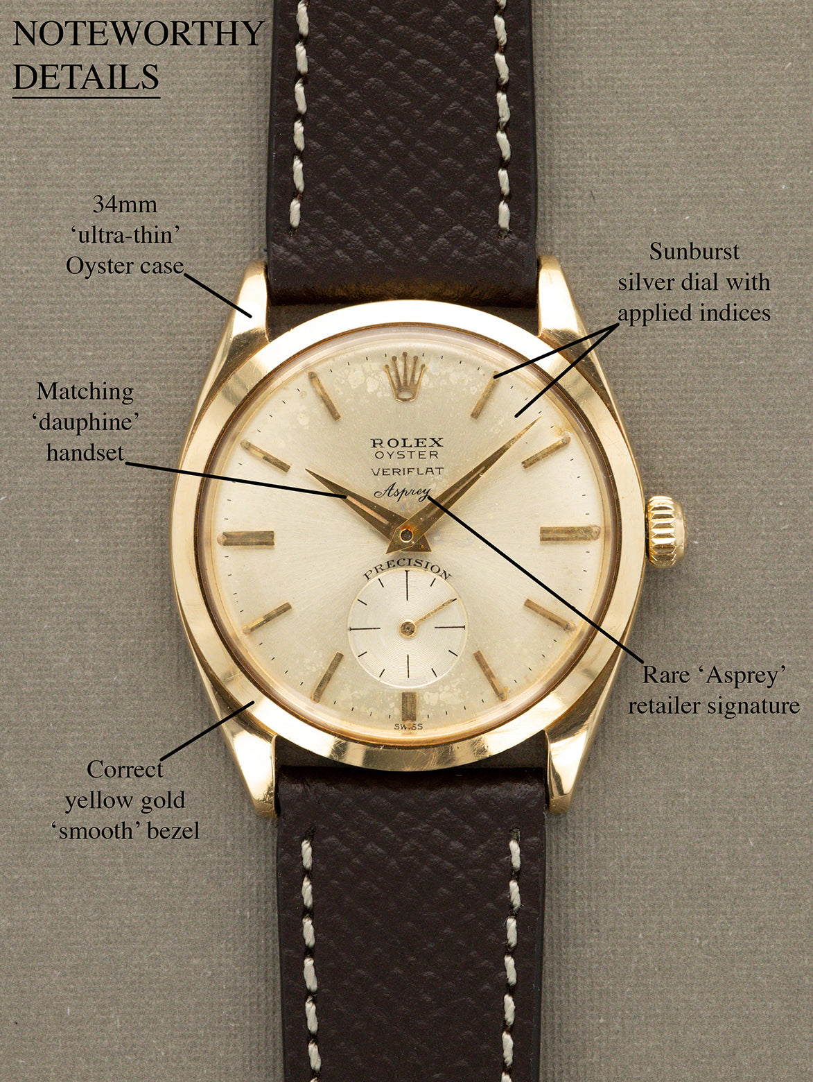 Rolex Oyster Precision Ref. 6512 'Veriflat' - Sunburst Silver 'Asprey' Dial