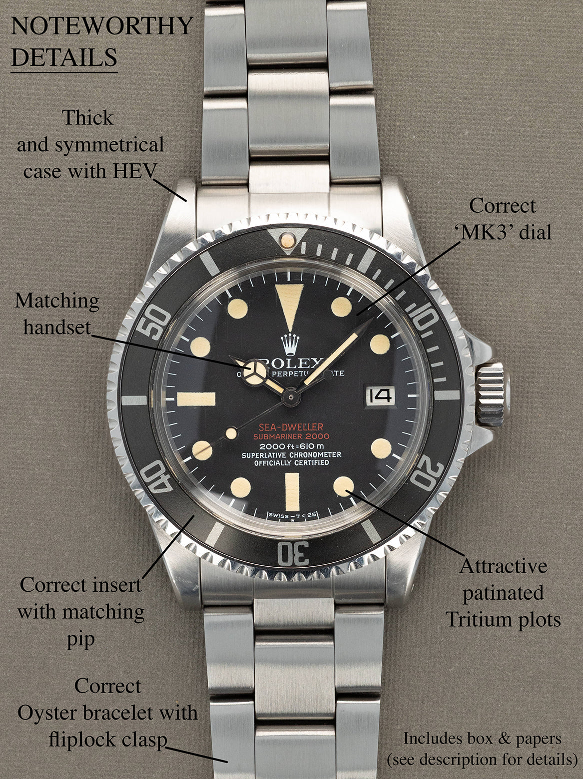 Rolex Sea-Dweller Ref. 1665 - 'Double Red' MK3 Dial w/ Box & Papers