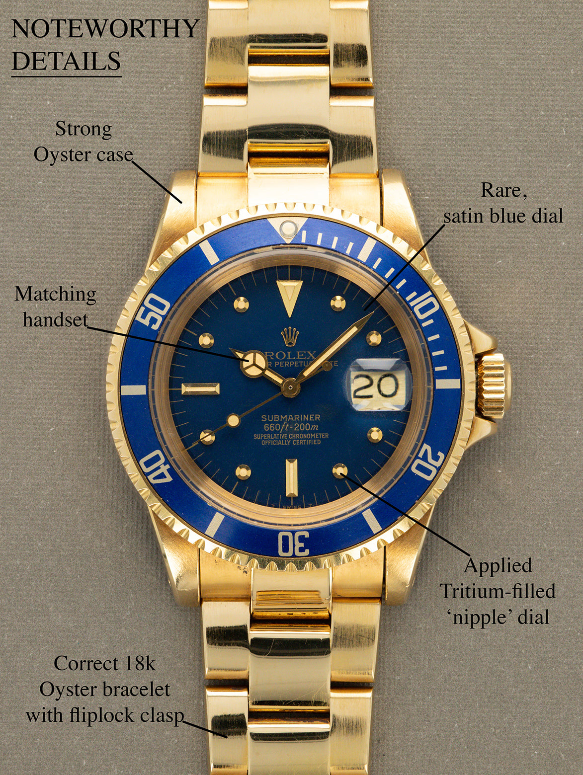 Rolex Submariner Date Ref. 1680/8 - Satin Blue 'Nipple' Dial