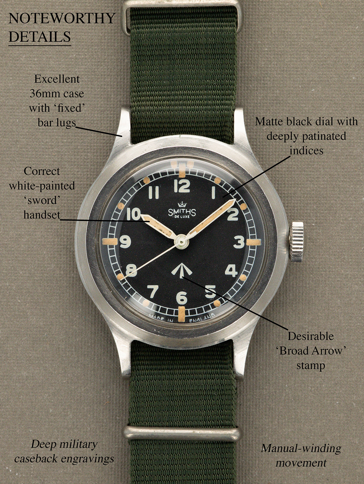 Smiths De Luxe Ref. 6B/542 - Matte Black 'Broad Arrow' Dial RAF-Issued Unpolished