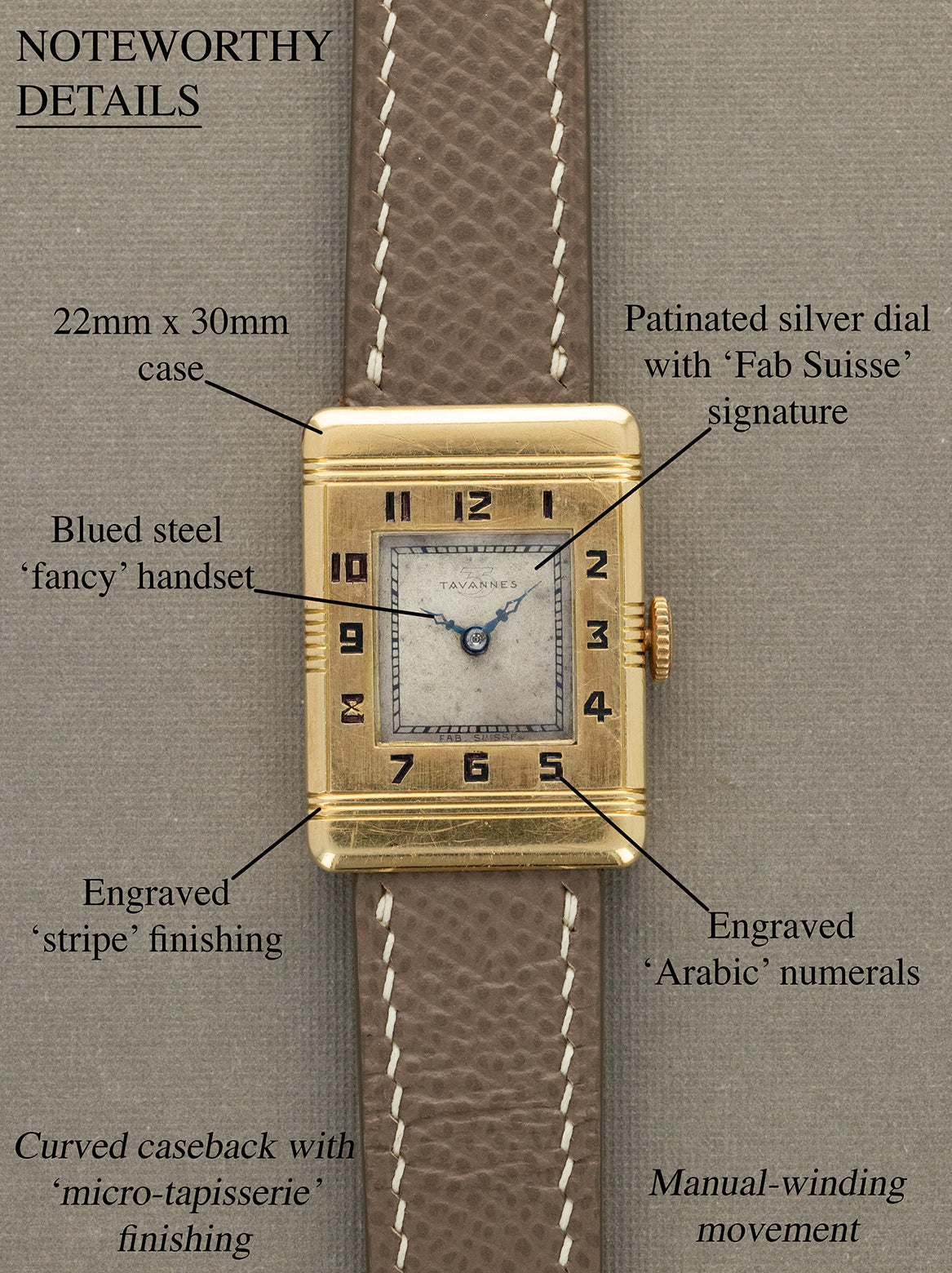 Tavannes Yellow Gold Rectangular Dress Watch - Unpolished