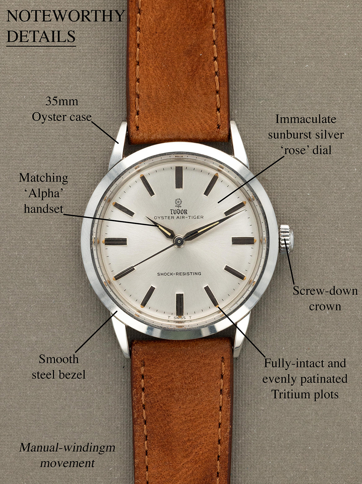 Tudor Oyster Air-Tiger Ref. 7957 - Sunburst Silver 'Rose' Dial