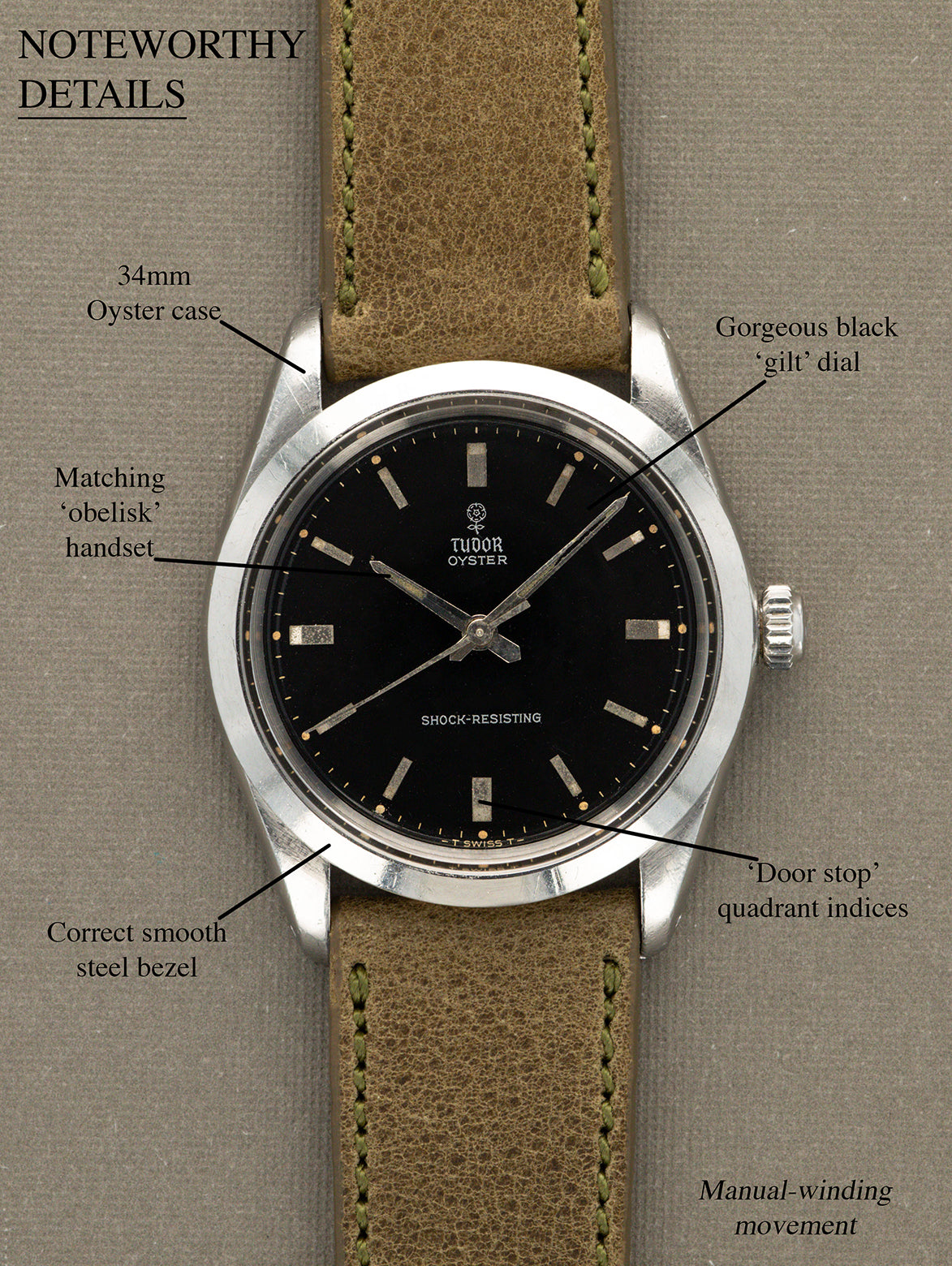 Tudor Oyster Ref. 7984 - Black Gilt 'Rose' Dial Unpolished