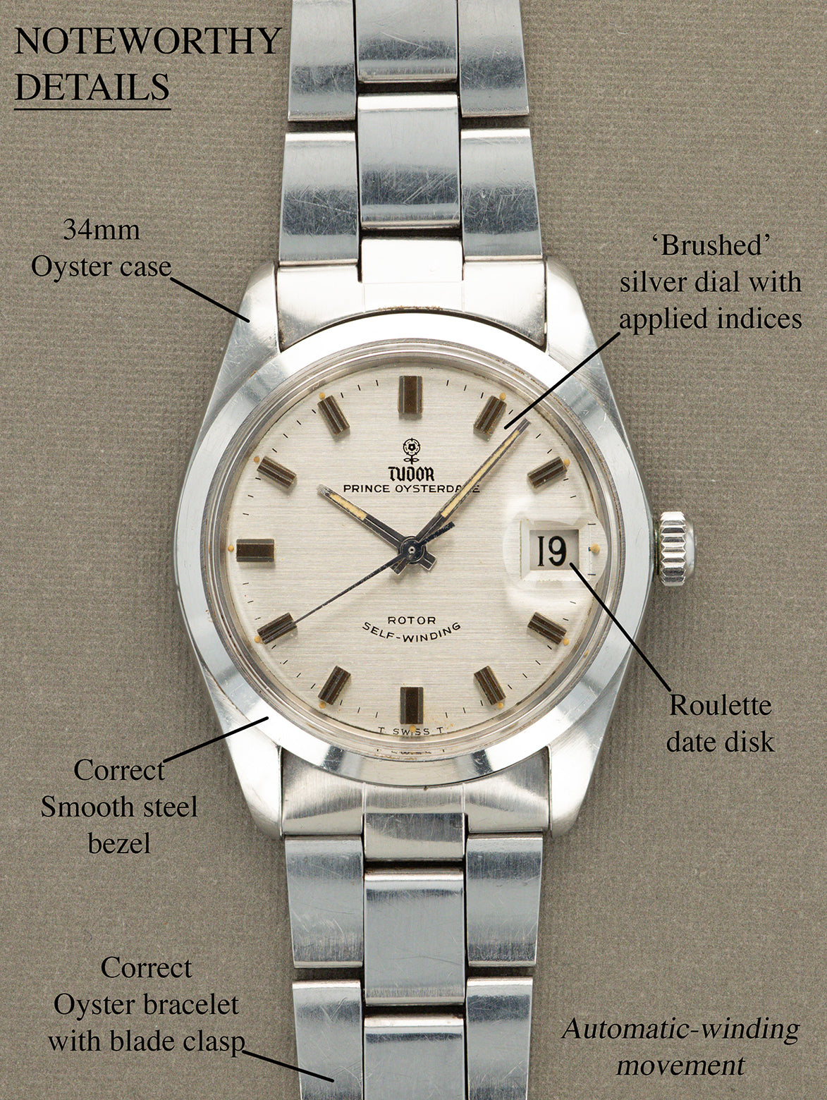 Tudor Prince Oysterdate Ref. 7996/0 - 'Brushed' Silver 'Rose' Dial