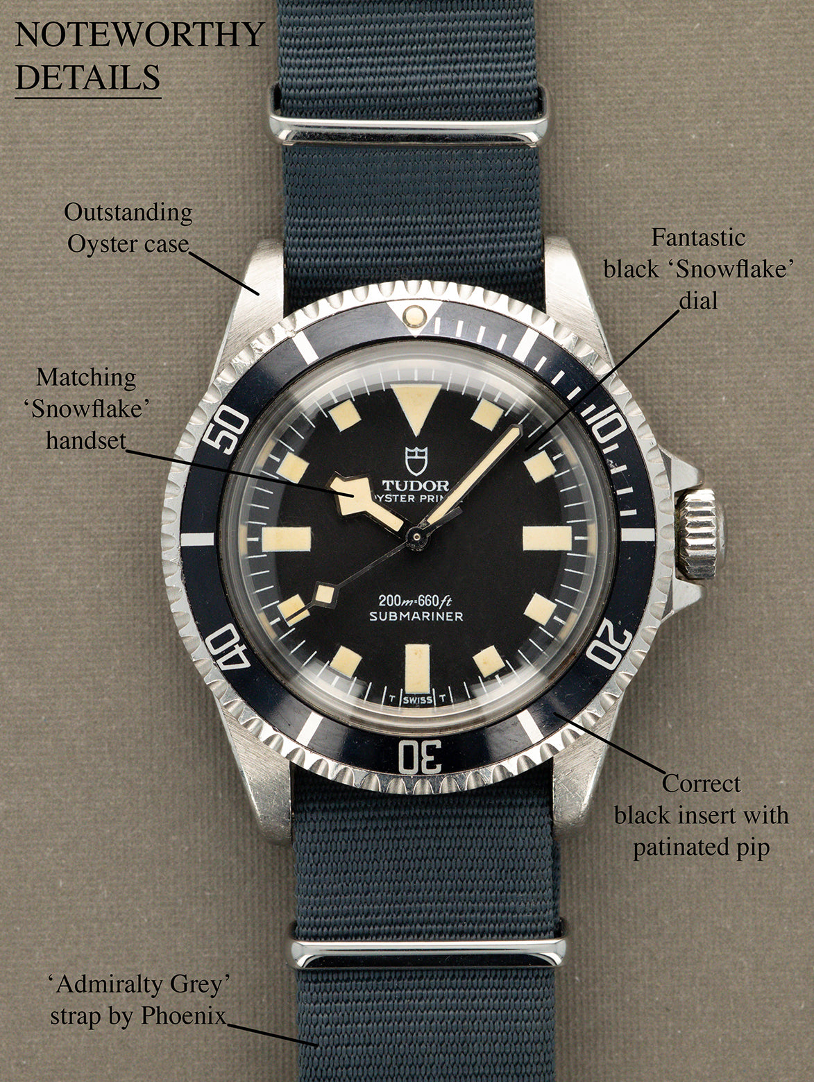 Tudor Submariner Ref. 94010 - Black 'Snowflake' Unpolished