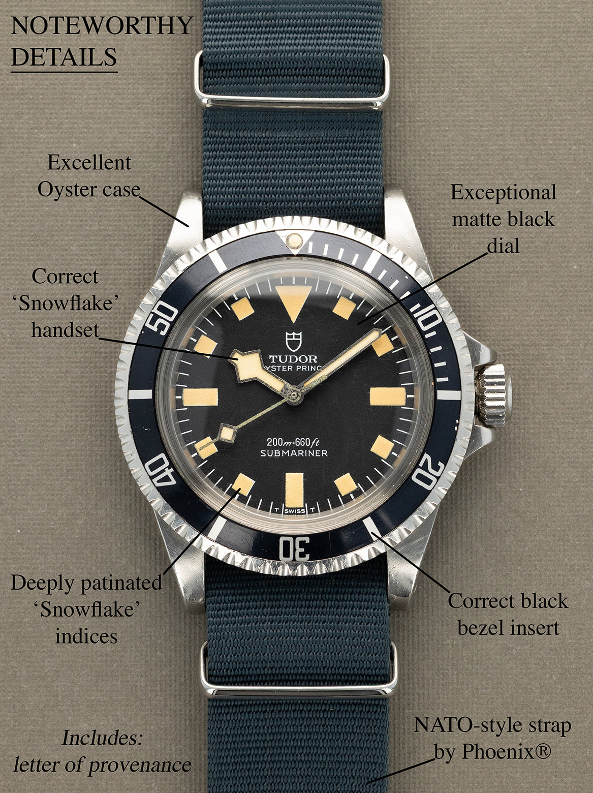 Tudor Submariner Ref. 94010 'Snowflake' - 'RCN' Military Issued Unpolished w/ Letter of Provenance