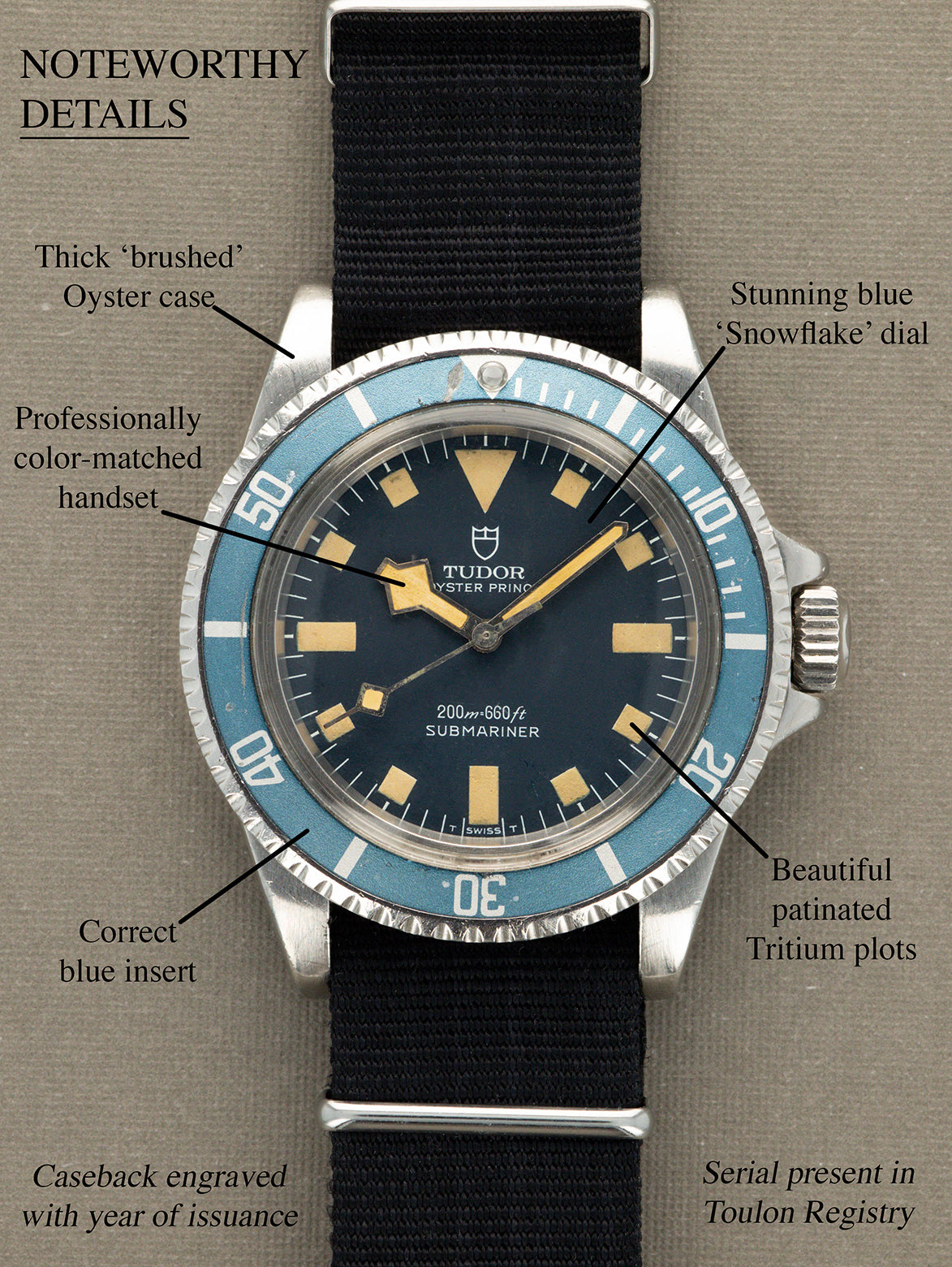 Tudor Submariner Ref. 94010 - Marine Nationale 'MN' Blue 'Snowflake' Military Issued