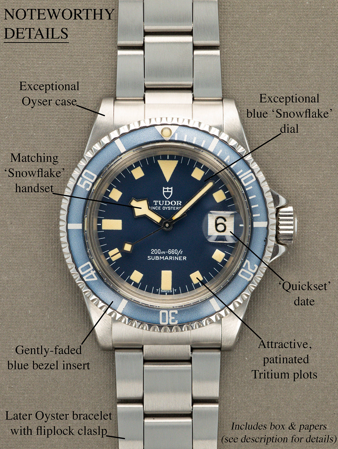 Tudor Submariner Ref. 94110 - Blue 'Snowflake' w/ Box & Papers